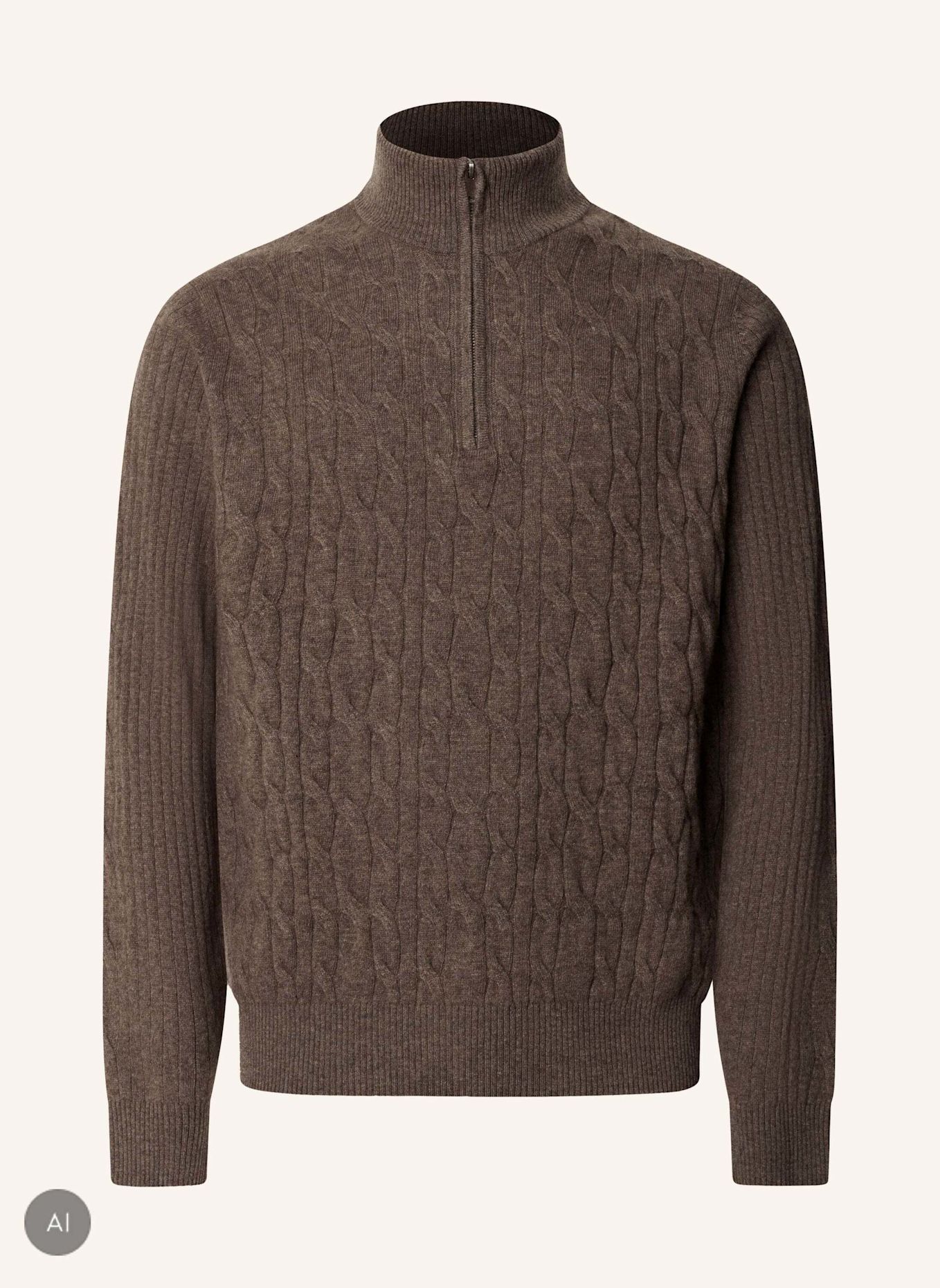 HACKETT LONDON Pullover LAMBSWOOL CABLE HZIP: BEIGE