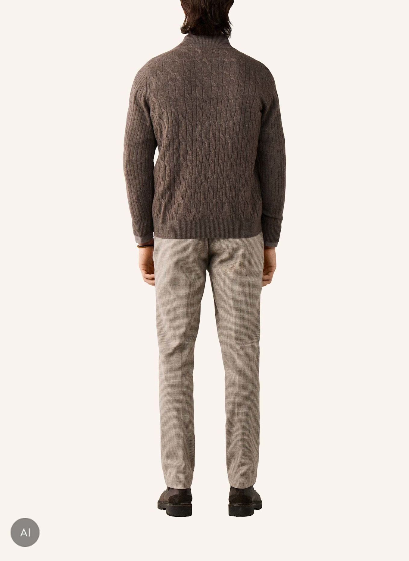 HACKETT LONDON Pullover LAMBSWOOL CABLE HZIP: BEIGE