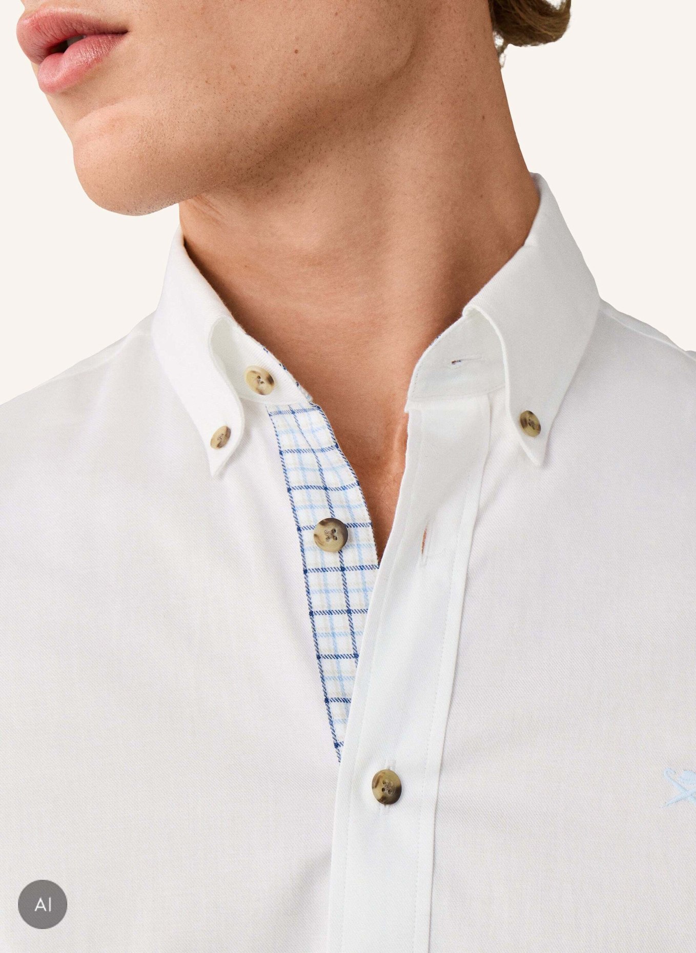 HACKETT LONDON Freizeithemd FLANNEL MULTI TRIM: WEISS
