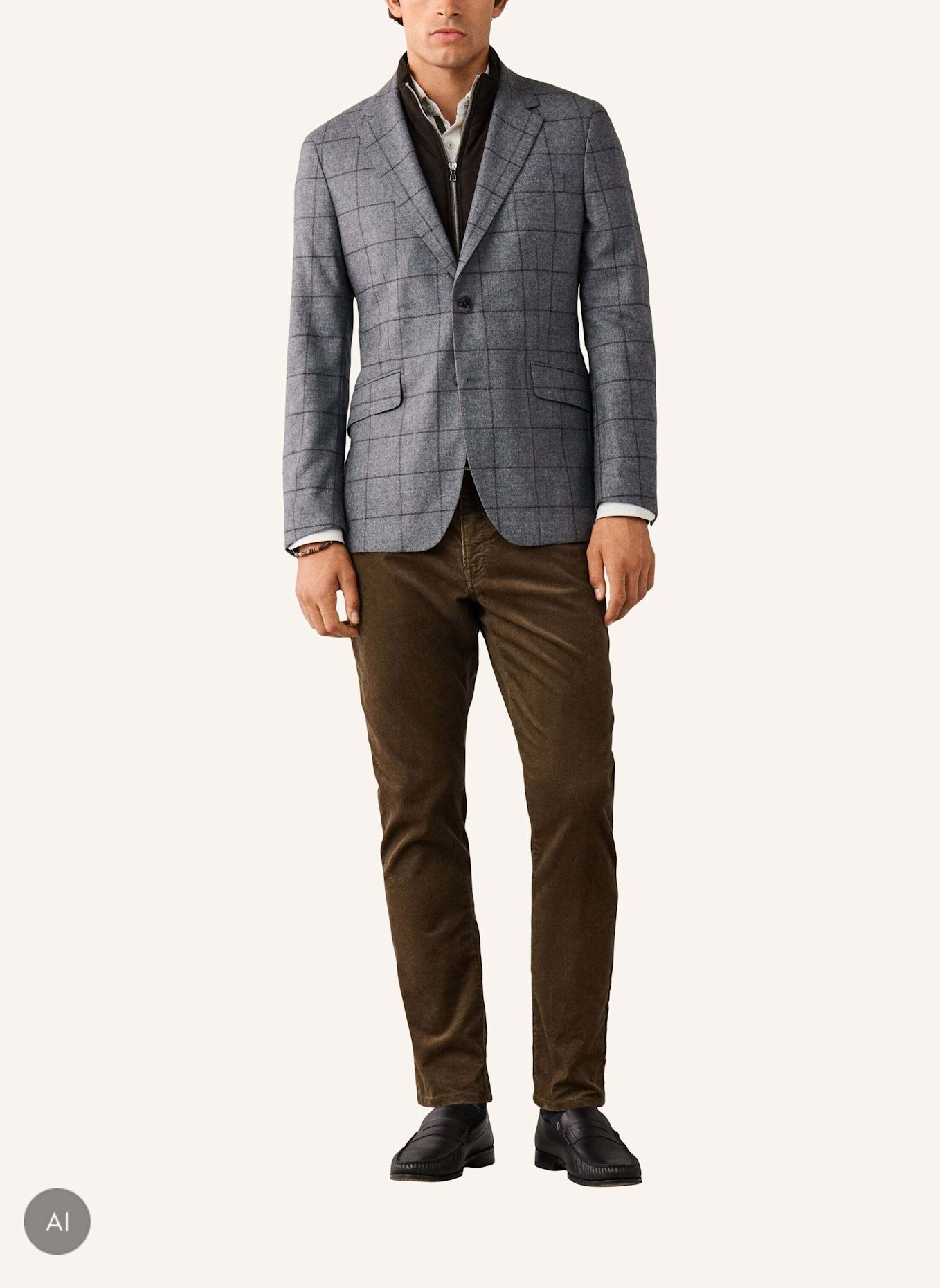 HACKETT LONDON Sakko GREY WOOL WPANE BIB: GRAU