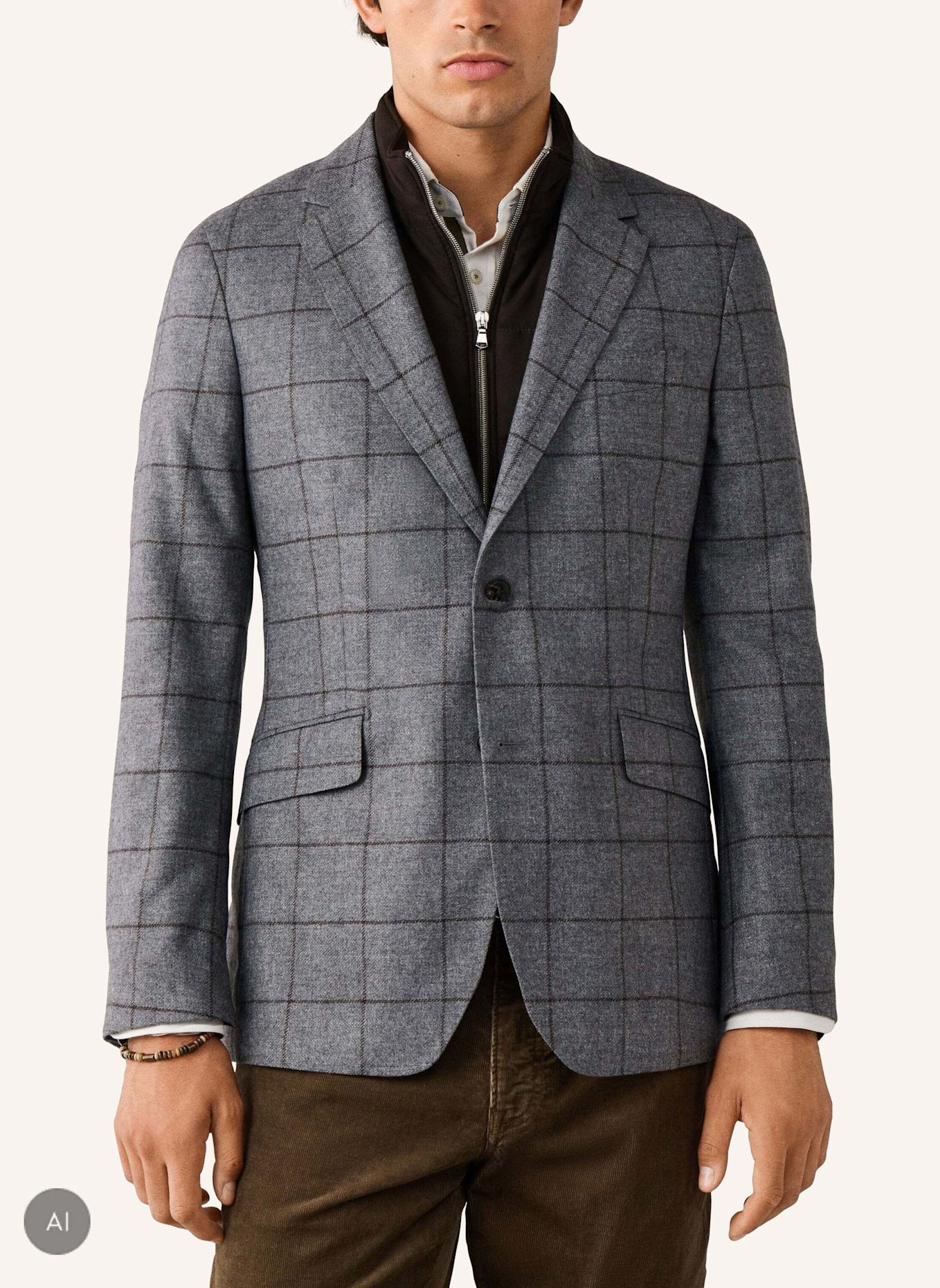 HACKETT LONDON Sakko GREY WOOL WPANE BIB: GRAU