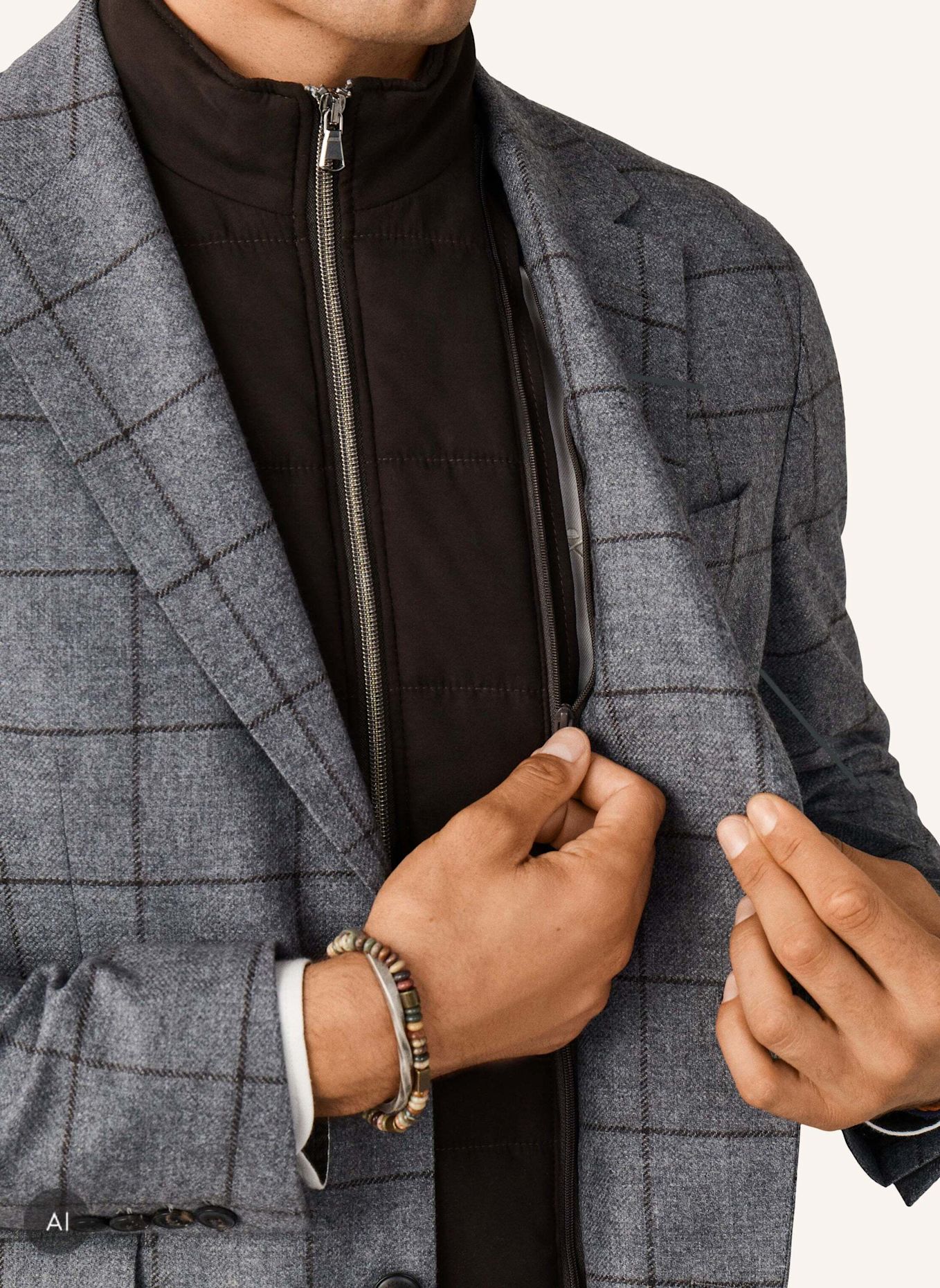 HACKETT LONDON Sakko GREY WOOL WPANE BIB: GRAU