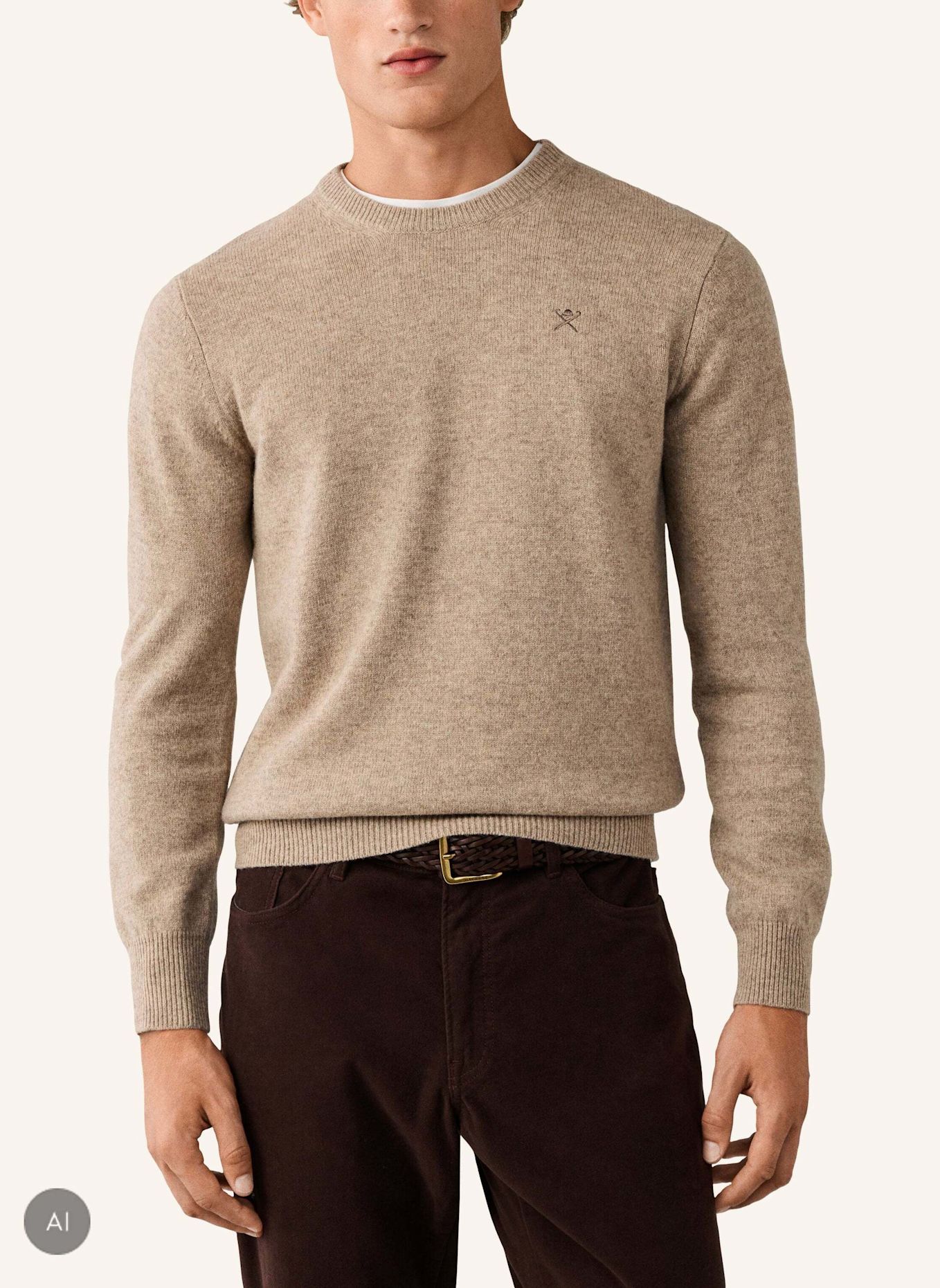 HACKETT LONDON Pullover LAMBSWOOL CREW: WEISS