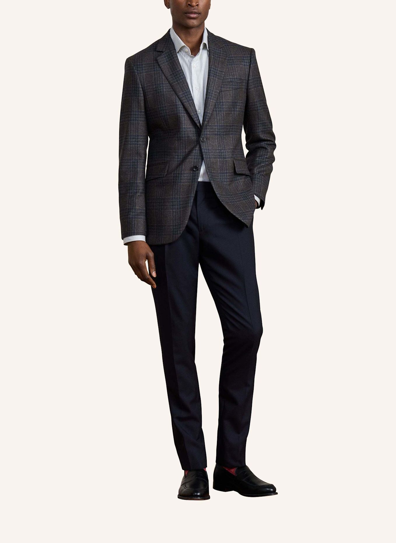 HACKETT LONDON Anzug SR LP WL CASHMERE CHK: BRAUN