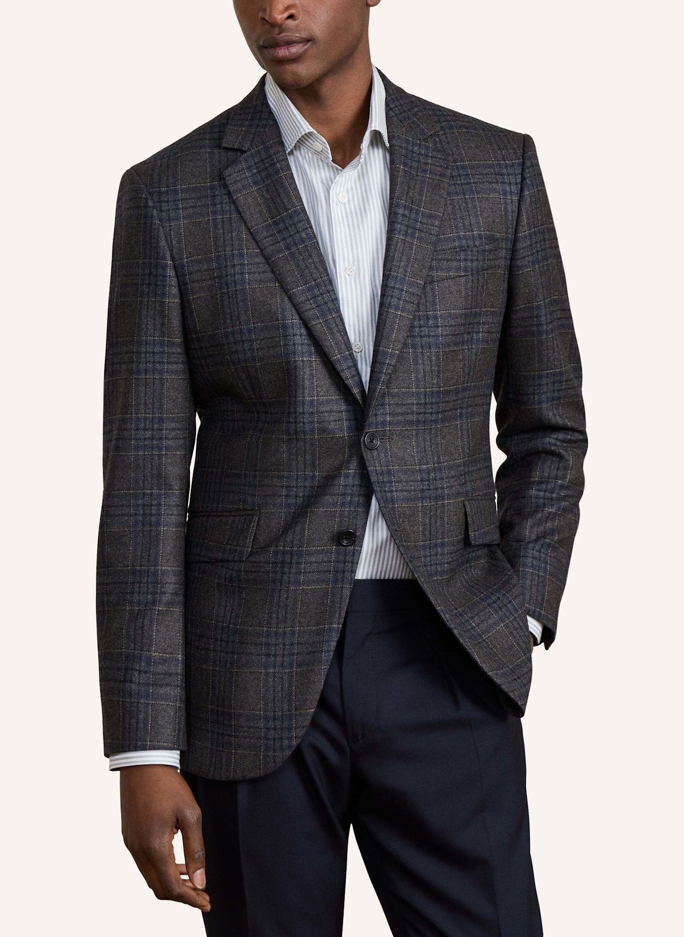 HACKETT LONDON Anzug SR LP WL CASHMERE CHK: BRAUN