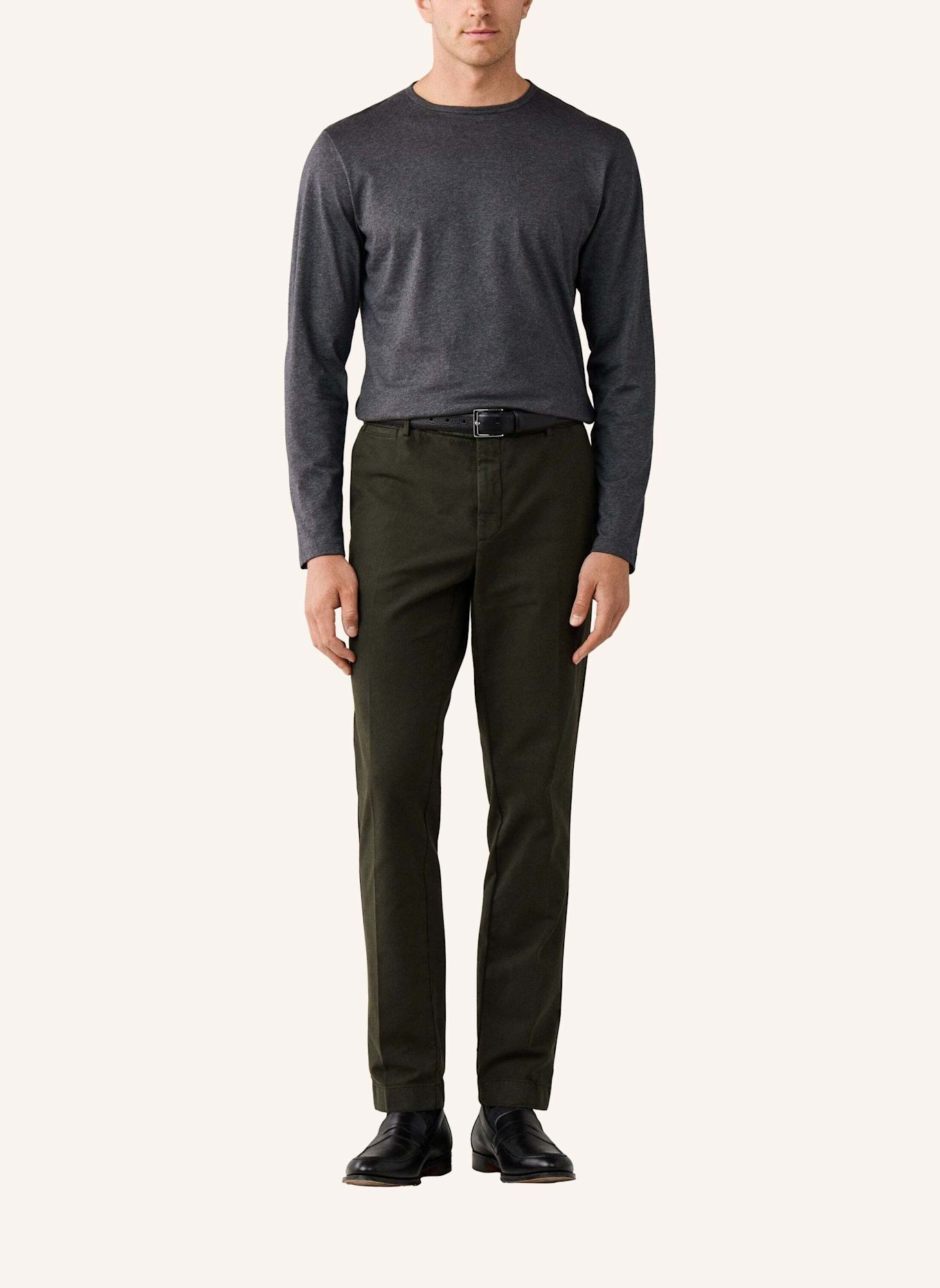 HACKETT LONDON T-Shirt PIMA COTTON TEE LS: DUNKELGRAU