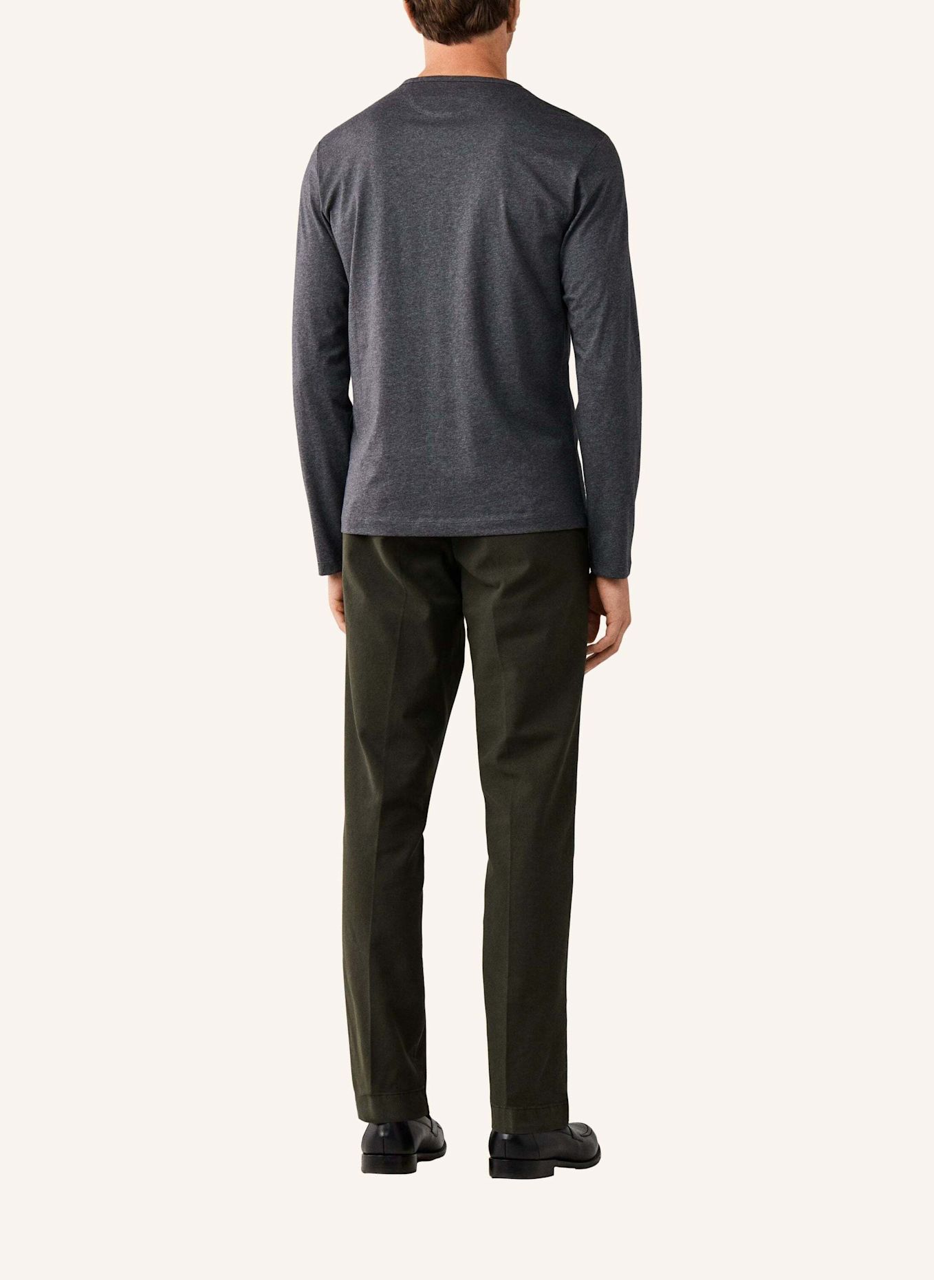 HACKETT LONDON T-Shirt PIMA COTTON TEE LS: DUNKELGRAU
