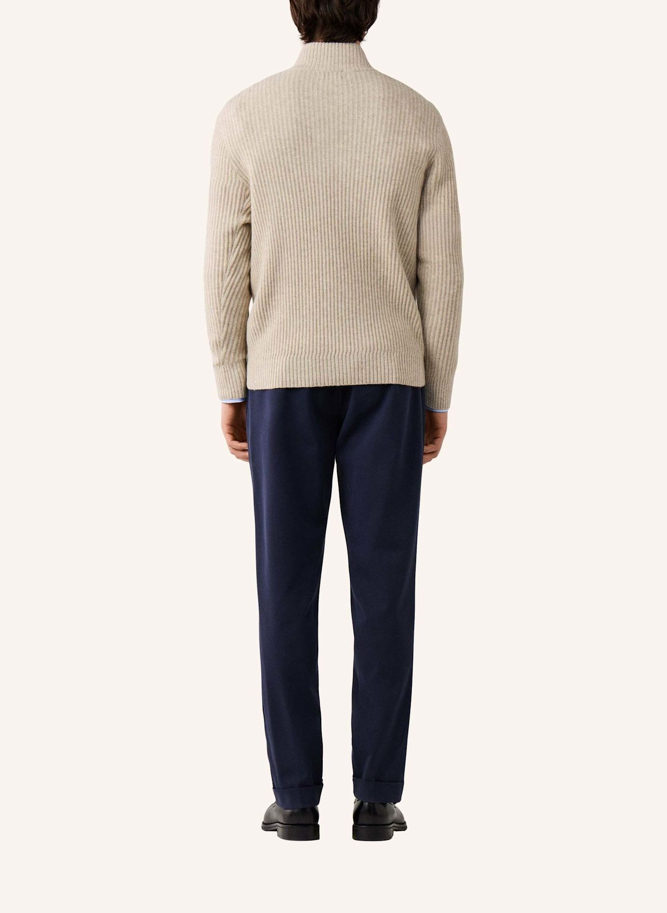HACKETT LONDON Pullover HIGHLAND STITCH HZIP: BEIGE