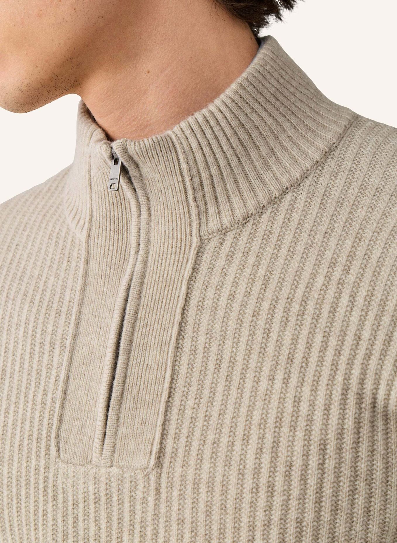 HACKETT LONDON Pullover HIGHLAND STITCH HZIP: BEIGE