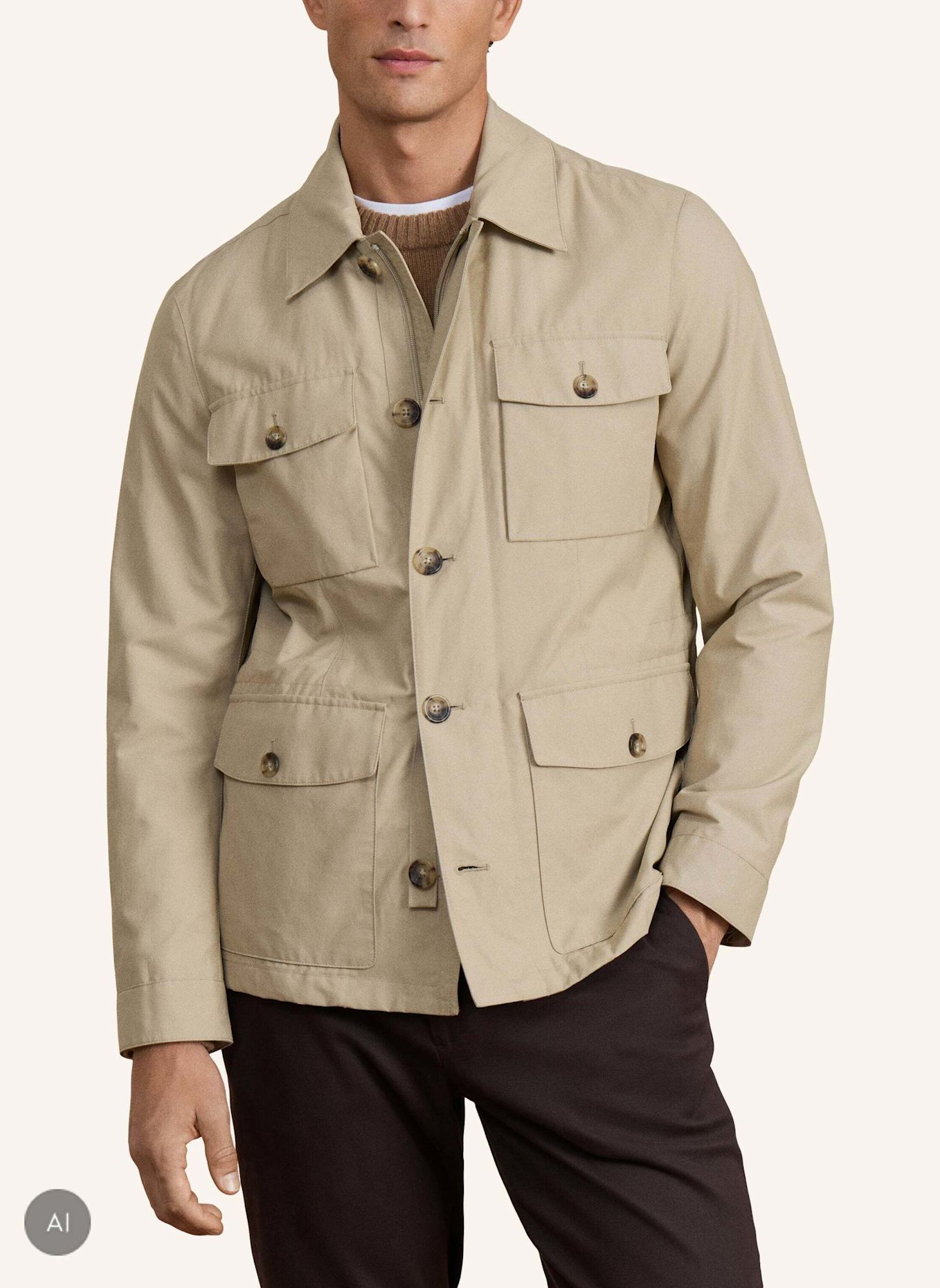 HACKETT LONDON Stehkragenmantel SR COTTON 4 PKT: BEIGE
