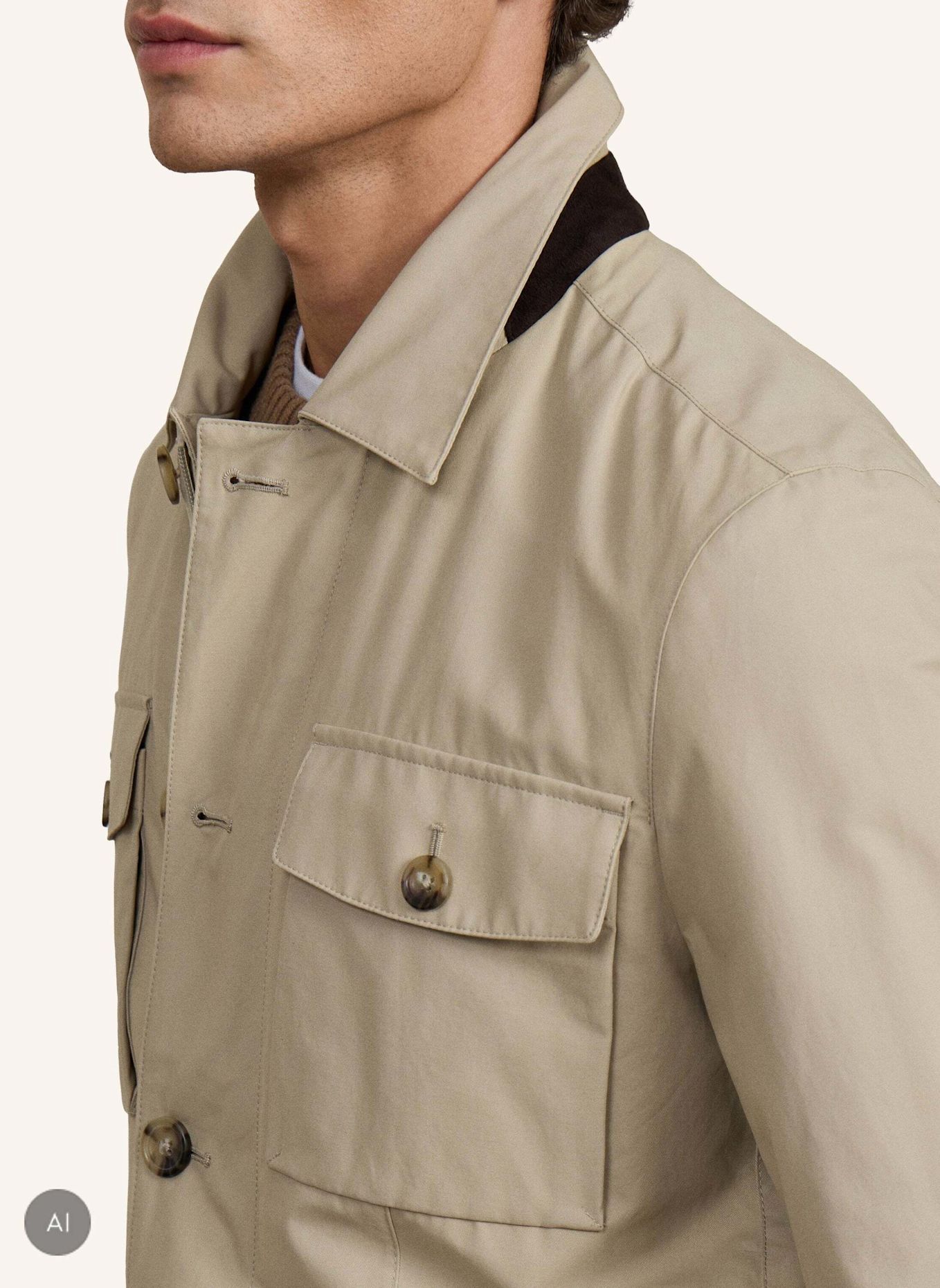 HACKETT LONDON Stehkragenmantel SR COTTON 4 PKT: BEIGE