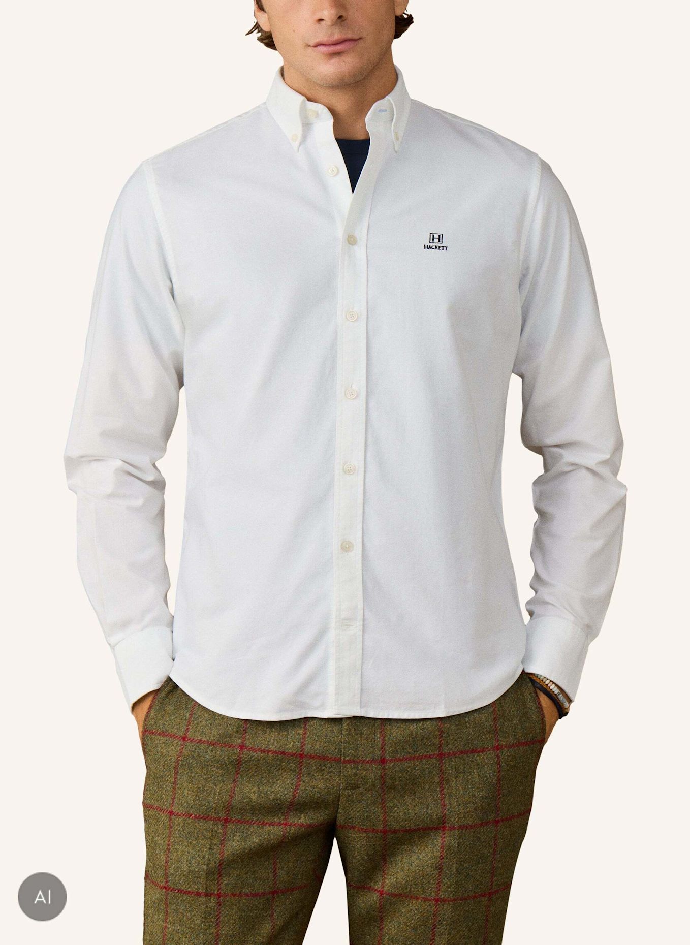 HACKETT LONDON Freizeithemd HERITAGE ESS SOLID OX: WEISS