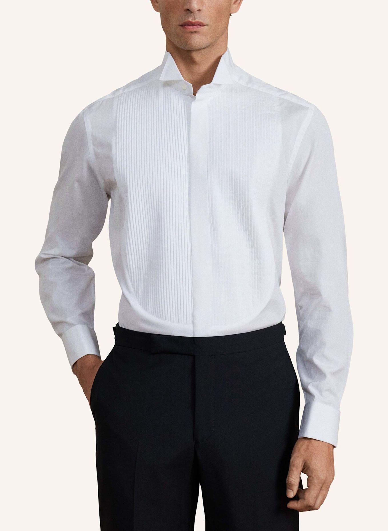 HACKETT LONDON Freizeithemd SR EVE WING PLEAT DC: WEISS