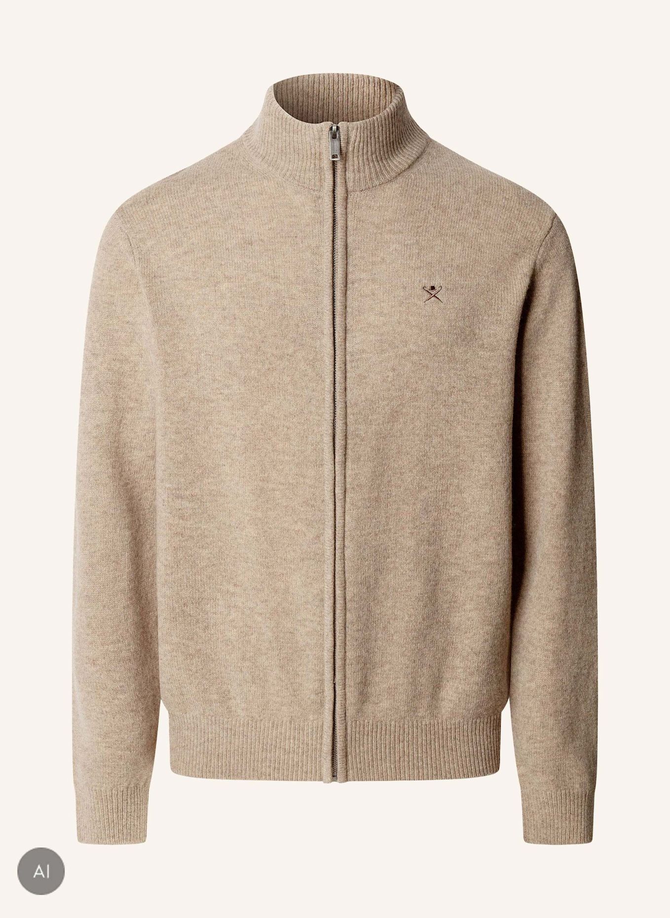 HACKETT LONDON Pullover LAMBSWOOL FZIP: WEISS