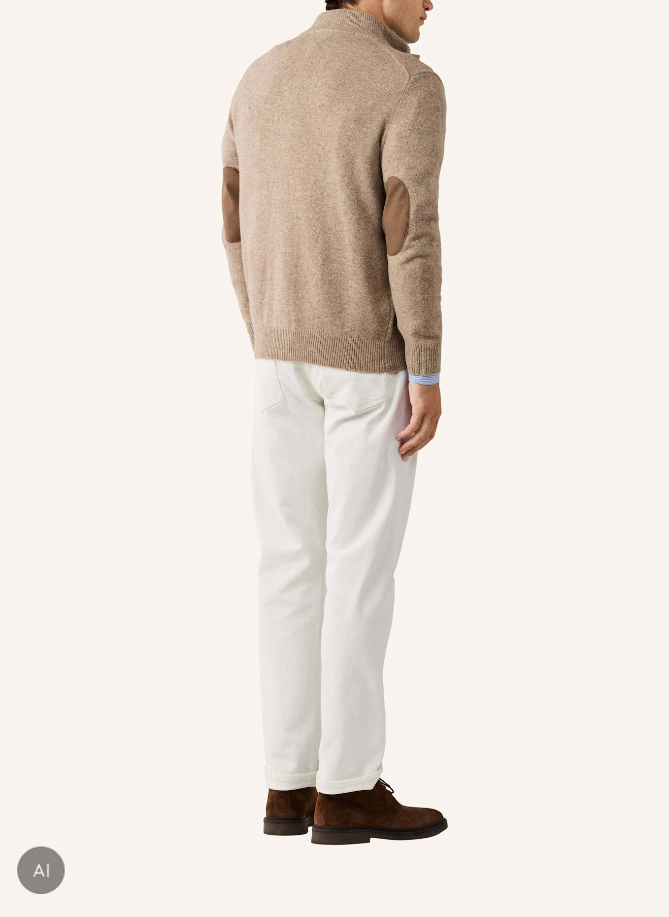 HACKETT LONDON Pullover LAMBSWOOL FZIP: WEISS