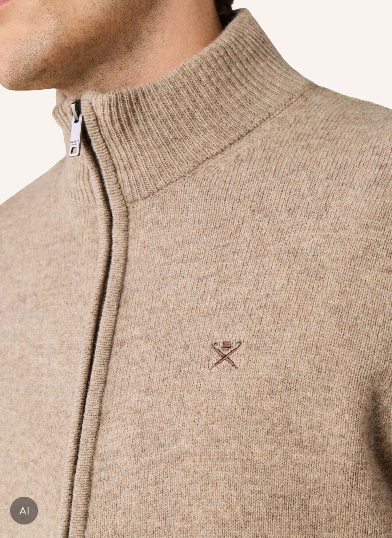 HACKETT LONDON Pullover LAMBSWOOL FZIP: WEISS