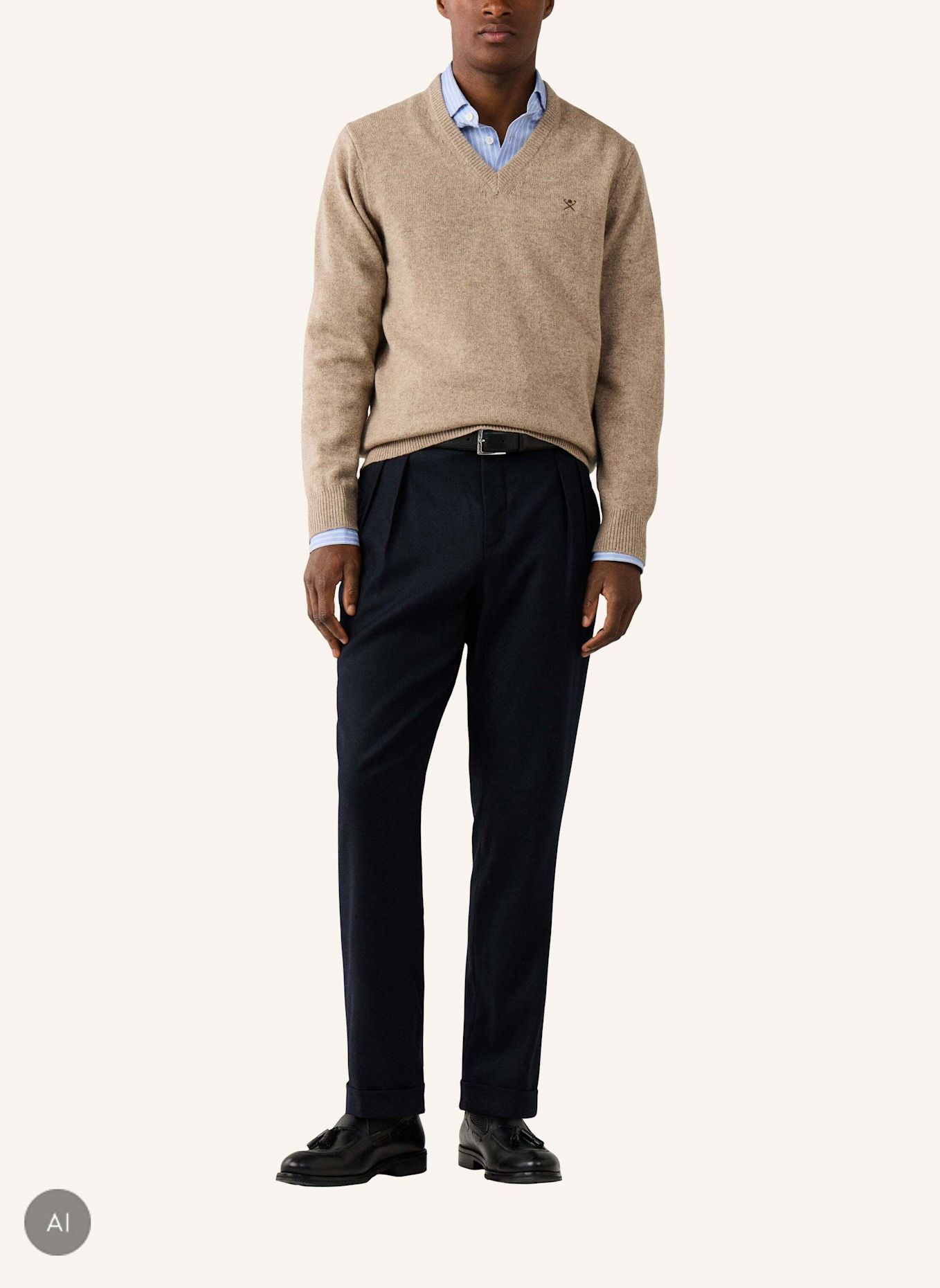 HACKETT LONDON Pullover LAMBSWOOL V NECK: WEISS