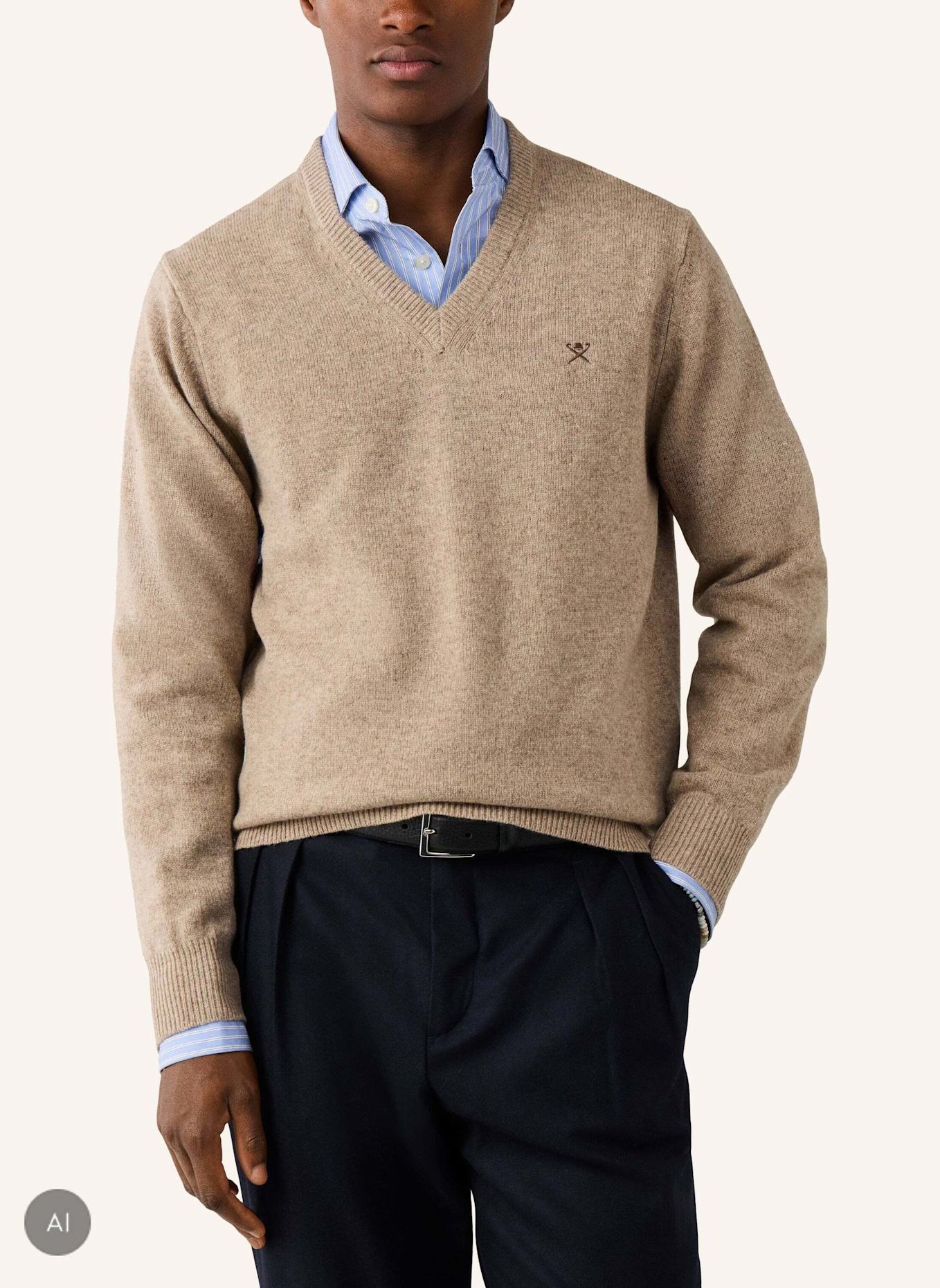 HACKETT LONDON Pullover LAMBSWOOL V NECK: WEISS