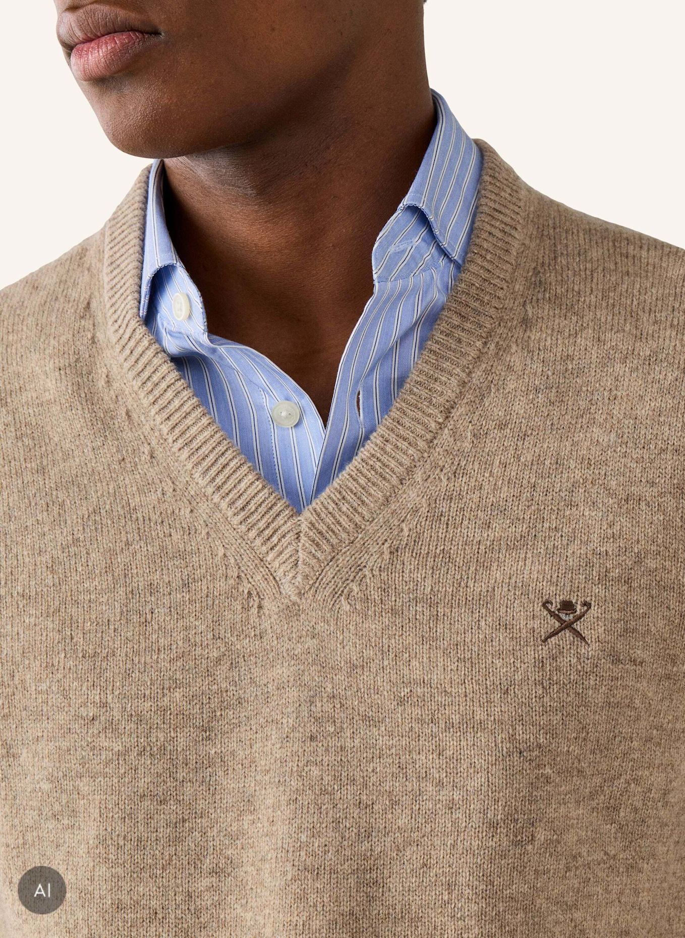 HACKETT LONDON Pullover LAMBSWOOL V NECK: WEISS