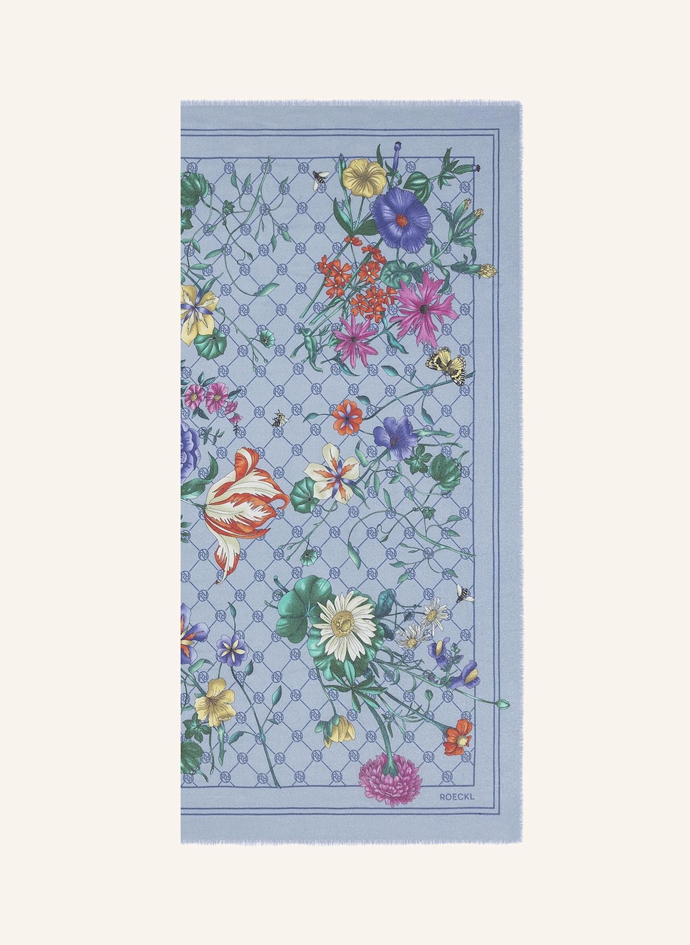 ROECKL Tuch GLOWING BOUQUET: DUNKELBLAU/ WEISS/ BEIGE