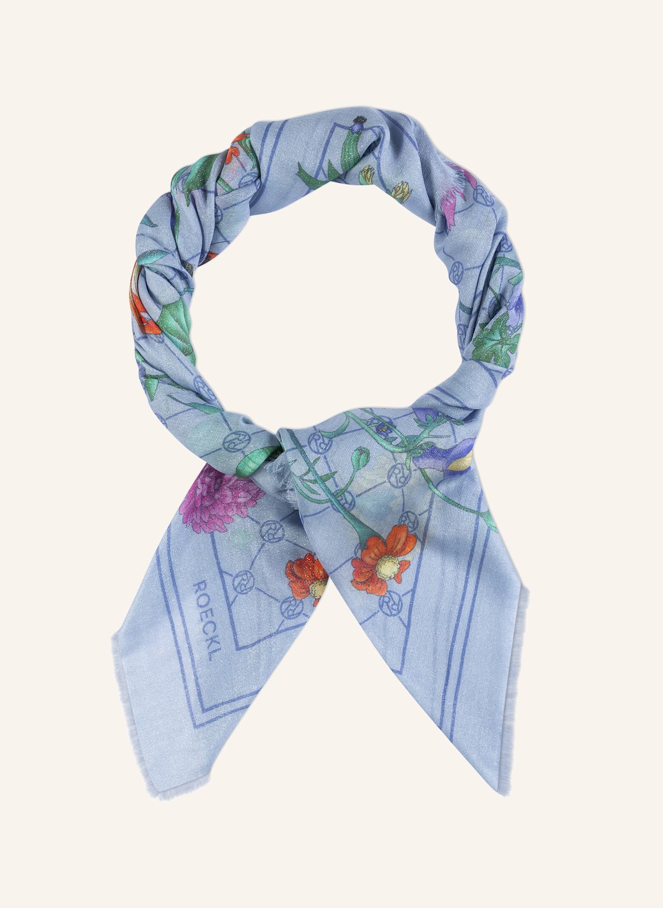 ROECKL Tuch GLOWING BOUQUET: DUNKELBLAU/ WEISS/ BEIGE
