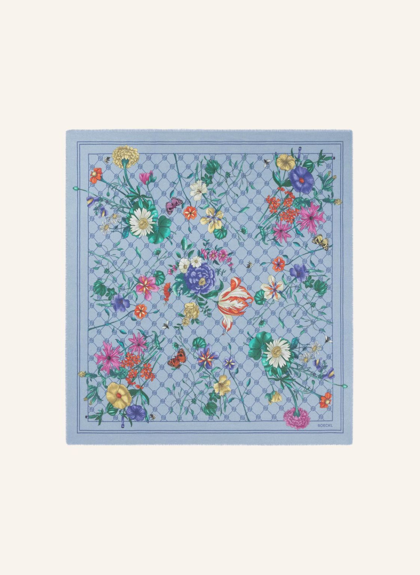 ROECKL Tuch GLOWING BOUQUET: DUNKELBLAU/ WEISS/ BEIGE