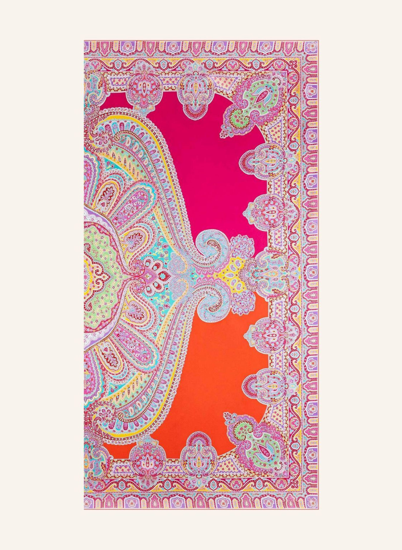 ROECKL Zijden sjaal COLORBLOCKING ORNAMENT: ROZE/ BEIGE/ CRÈME