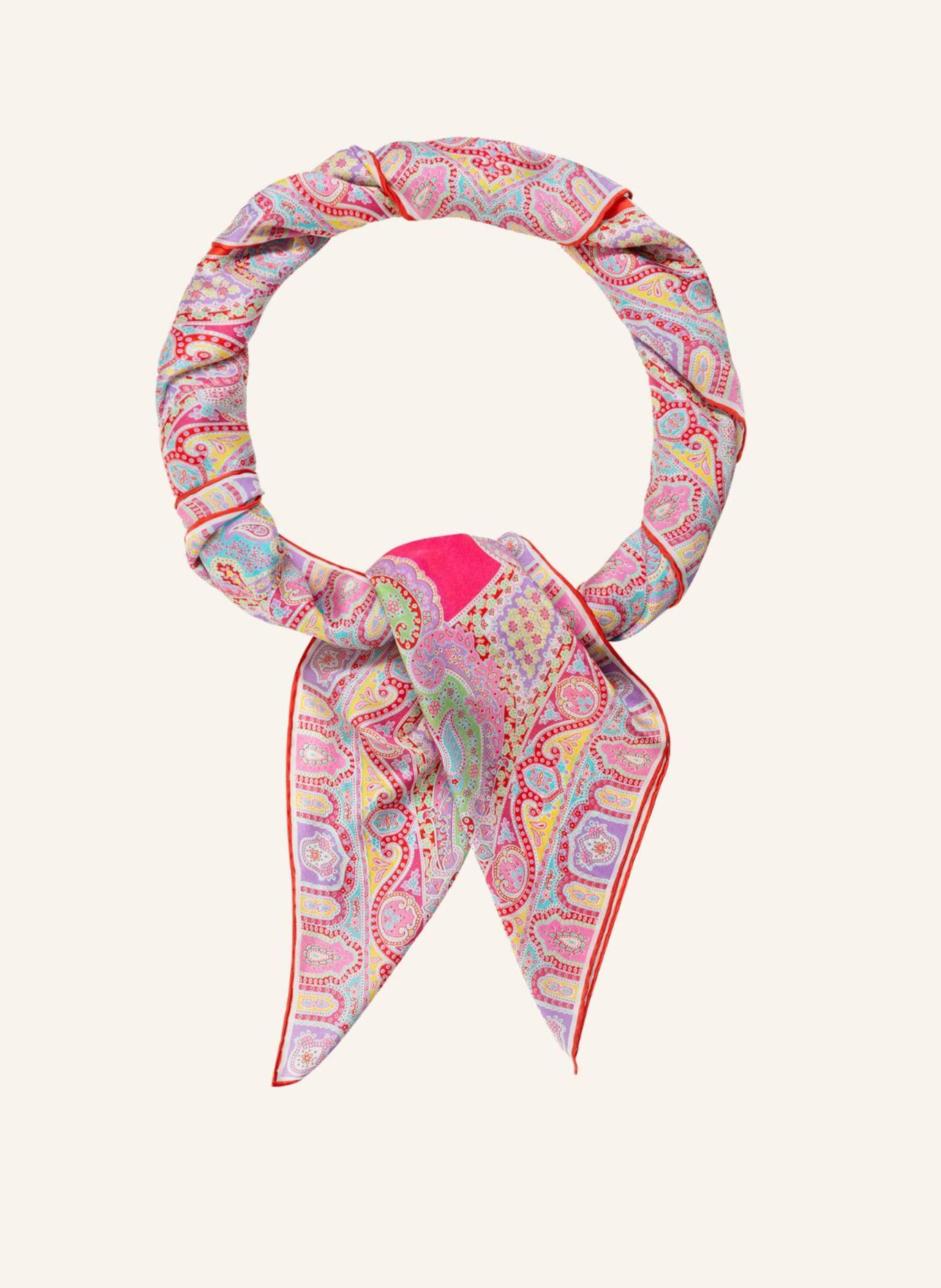 ROECKL Zijden sjaal COLORBLOCKING ORNAMENT: ROZE/ BEIGE/ CRÈME