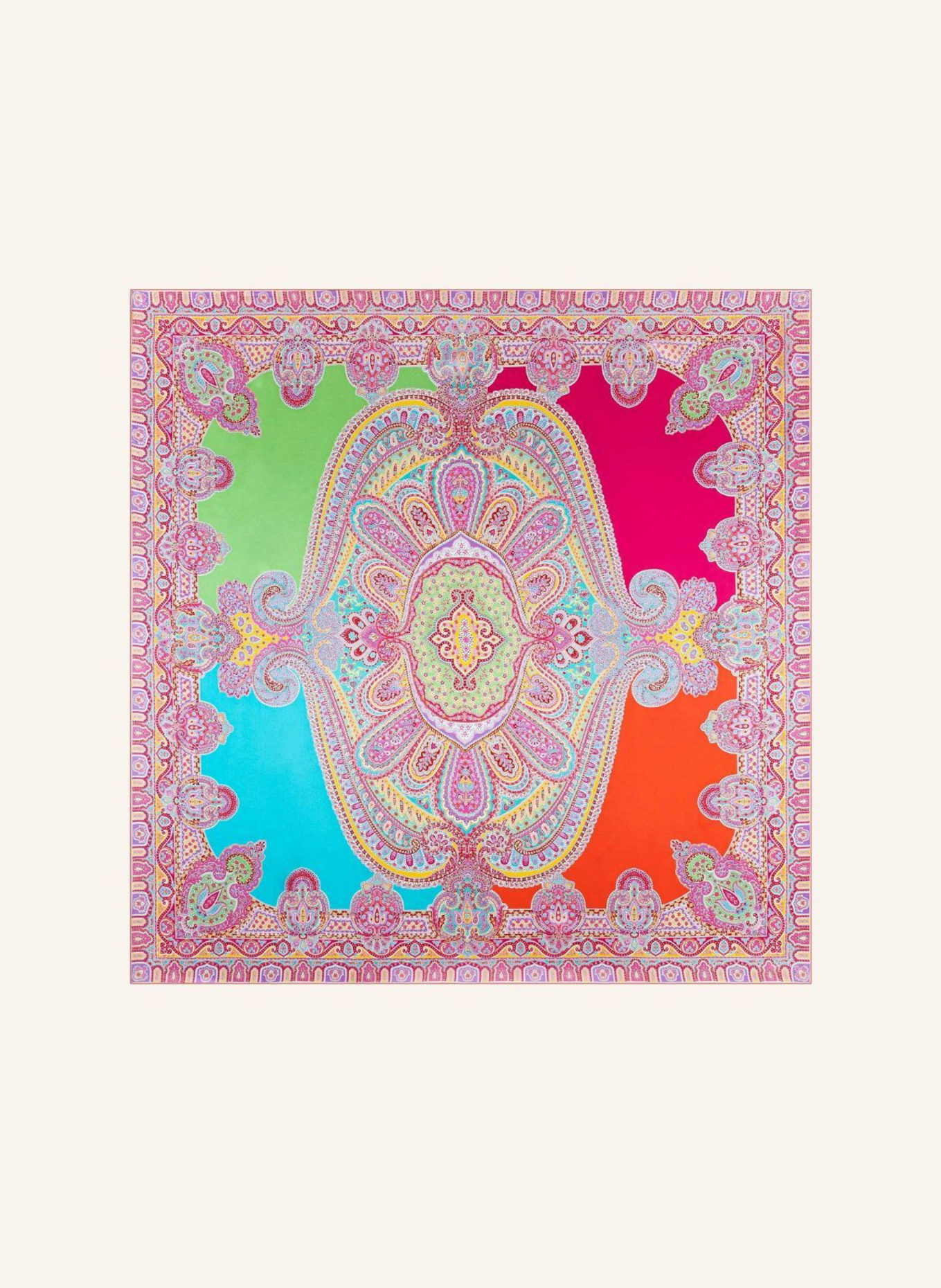 ROECKL Zijden sjaal COLORBLOCKING ORNAMENT: ROZE/ BEIGE/ CRÈME