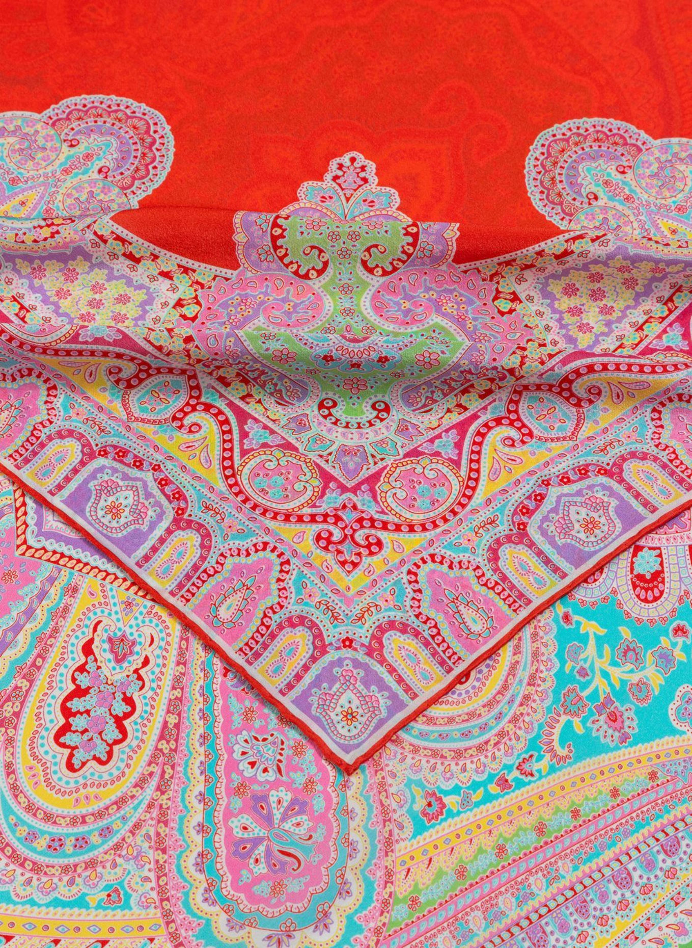 ROECKL Zijden sjaal COLORBLOCKING ORNAMENT: ROZE/ BEIGE/ CRÈME