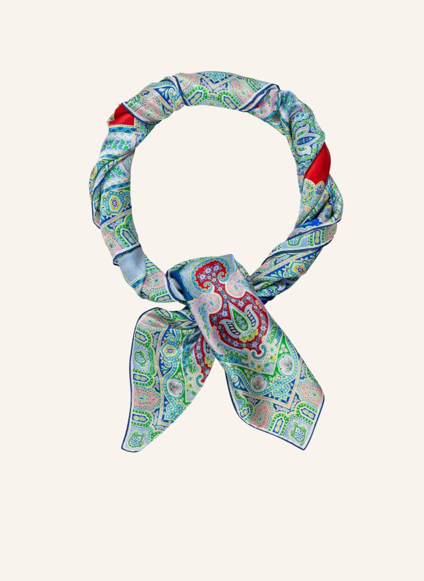 ROECKL Zijden sjaal COLORBLOCKING ORNAMENT: BLAUW