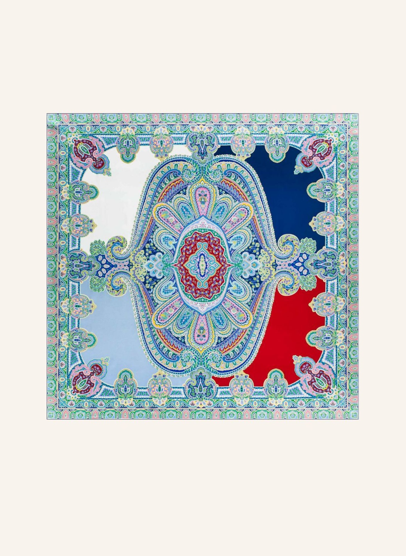 ROECKL Zijden sjaal COLORBLOCKING ORNAMENT: BLAUW