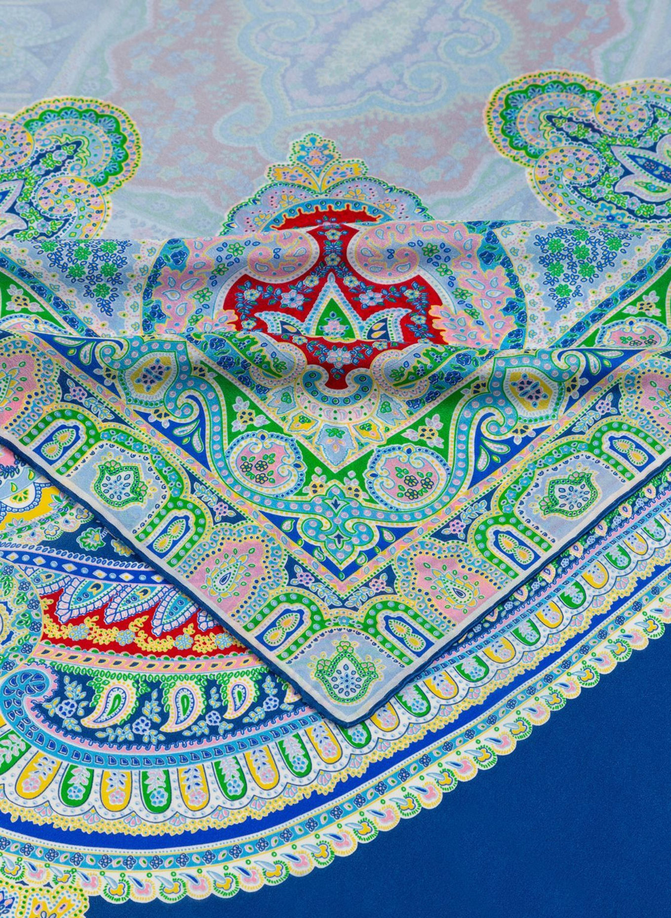 ROECKL Zijden sjaal COLORBLOCKING ORNAMENT: BLAUW