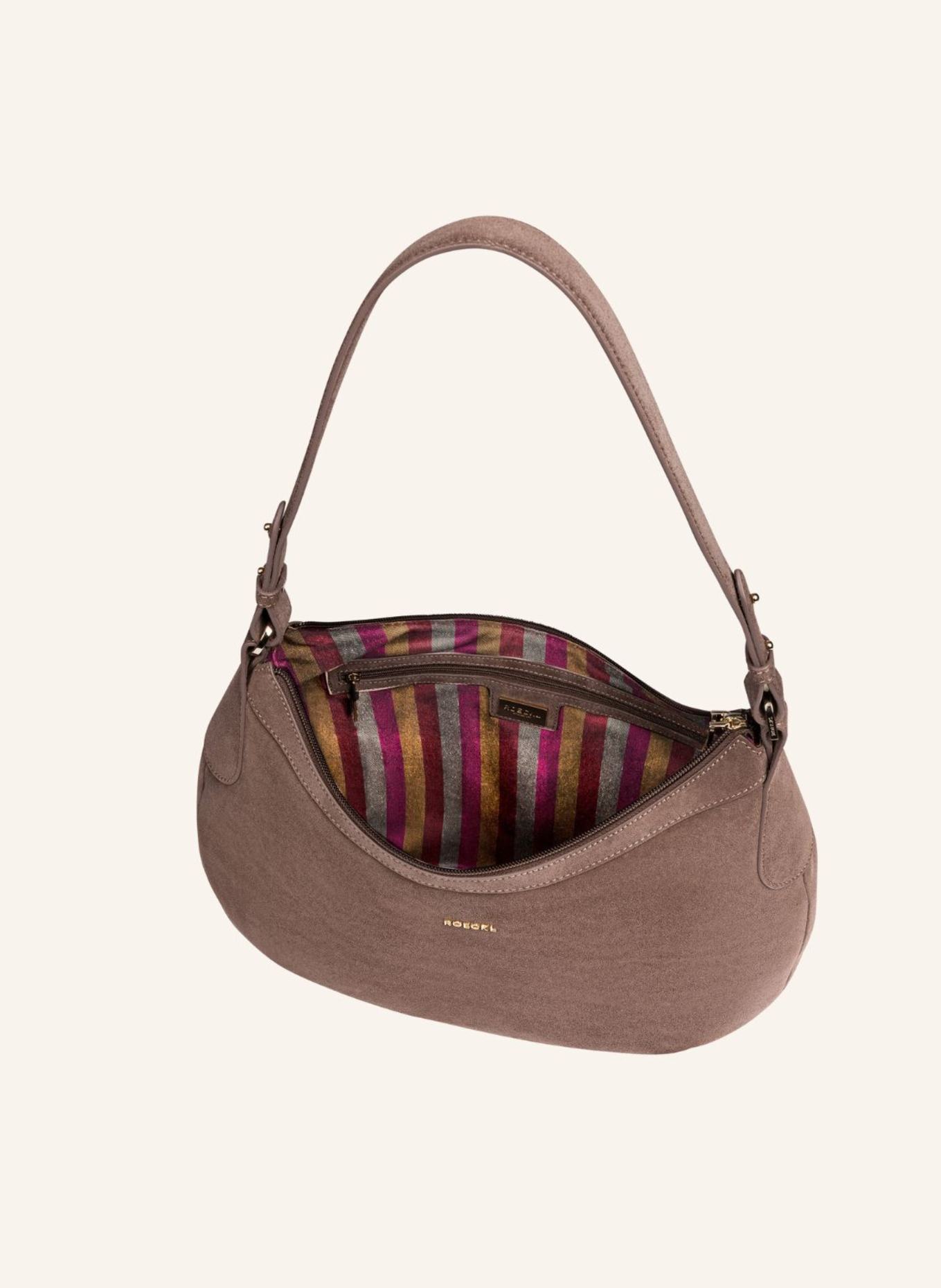 ROECKL Schultertasche LIBERTY NUBUK MEDIUM: BRAUN/ DUNKELBRAUN