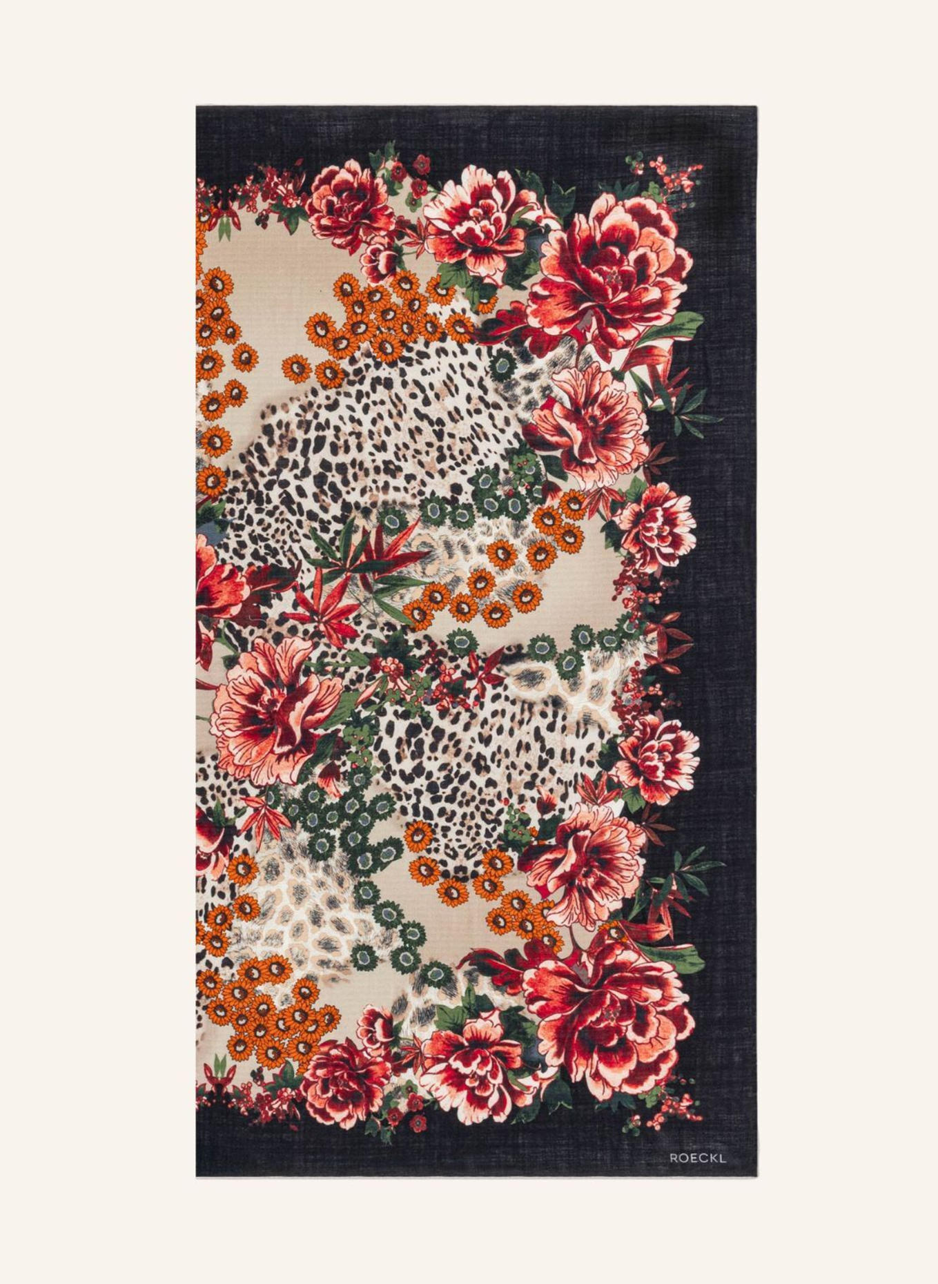 ROECKL Wolltuch BLOOMING WILDERNESS: SCHWARZ/ BEIGE
