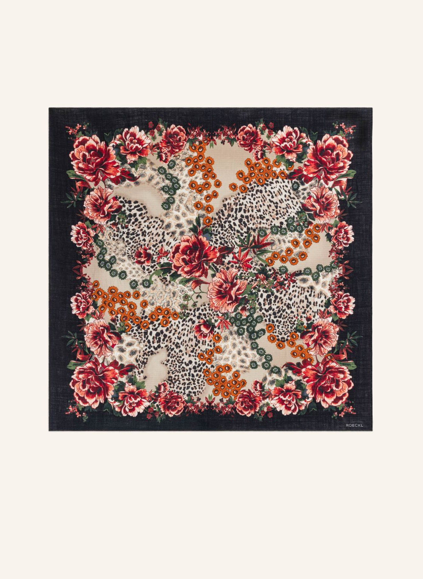 ROECKL Wolltuch BLOOMING WILDERNESS: SCHWARZ/ BEIGE