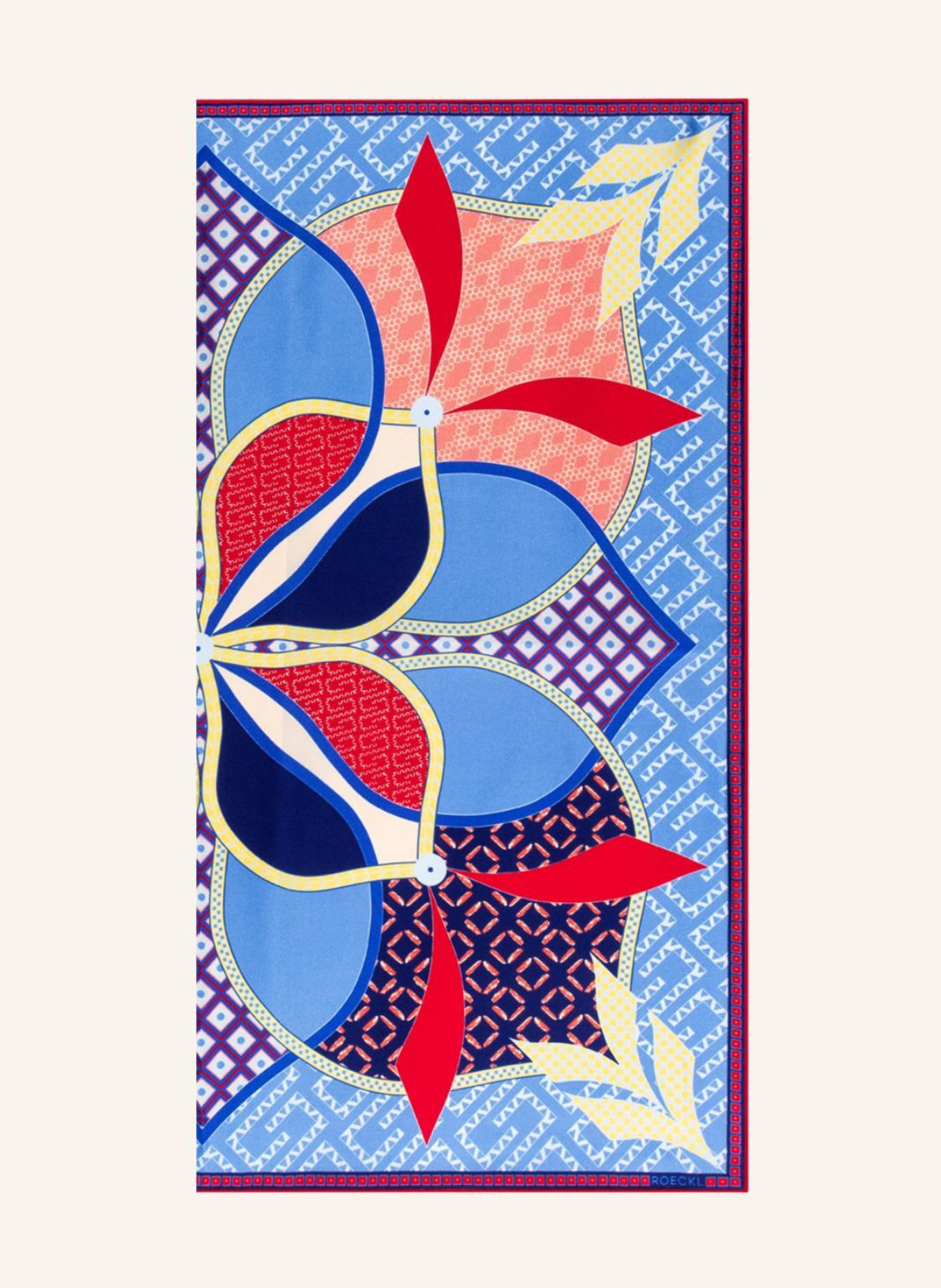 ROECKL Tücher FLOWER MANDALA: DUNKELBLAU/ WEISS/ BEIGE