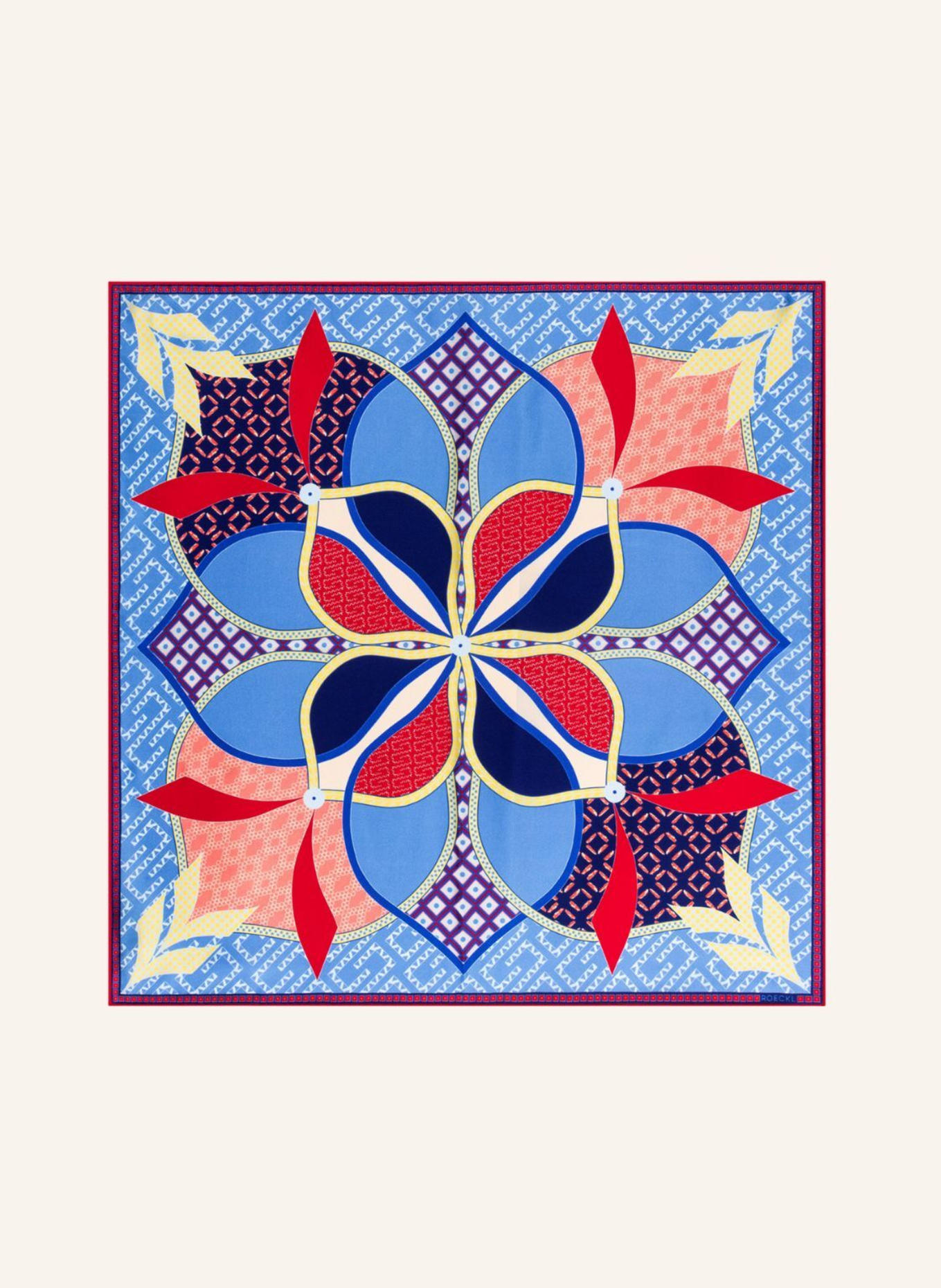 ROECKL Tücher FLOWER MANDALA: DUNKELBLAU/ WEISS/ BEIGE