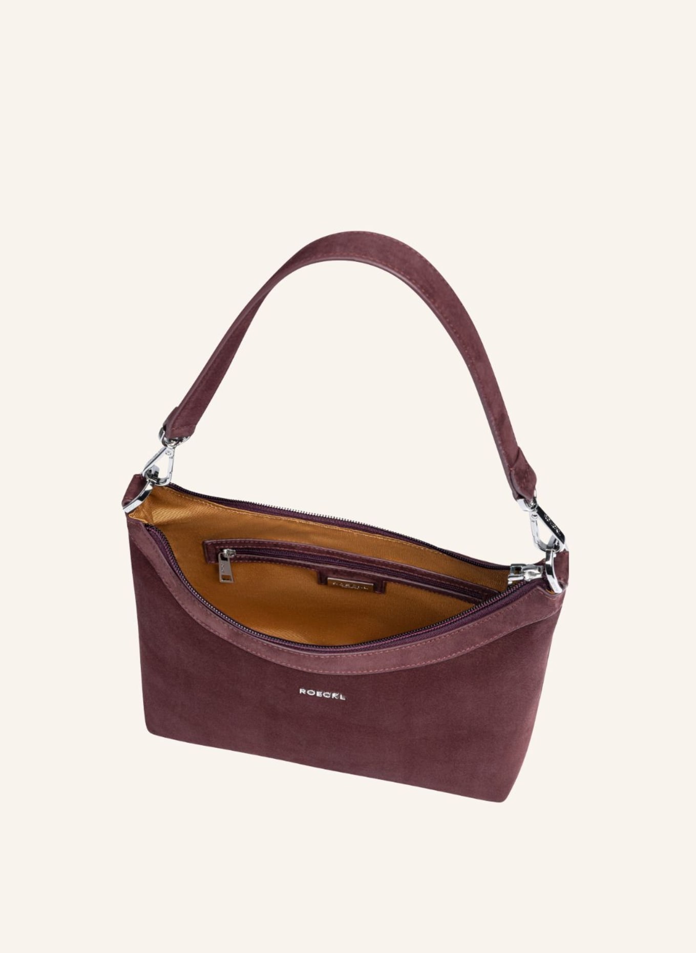 ROECKL Schultertasche DIANA NUBUK SMALL: DUNKELROT/ LILA