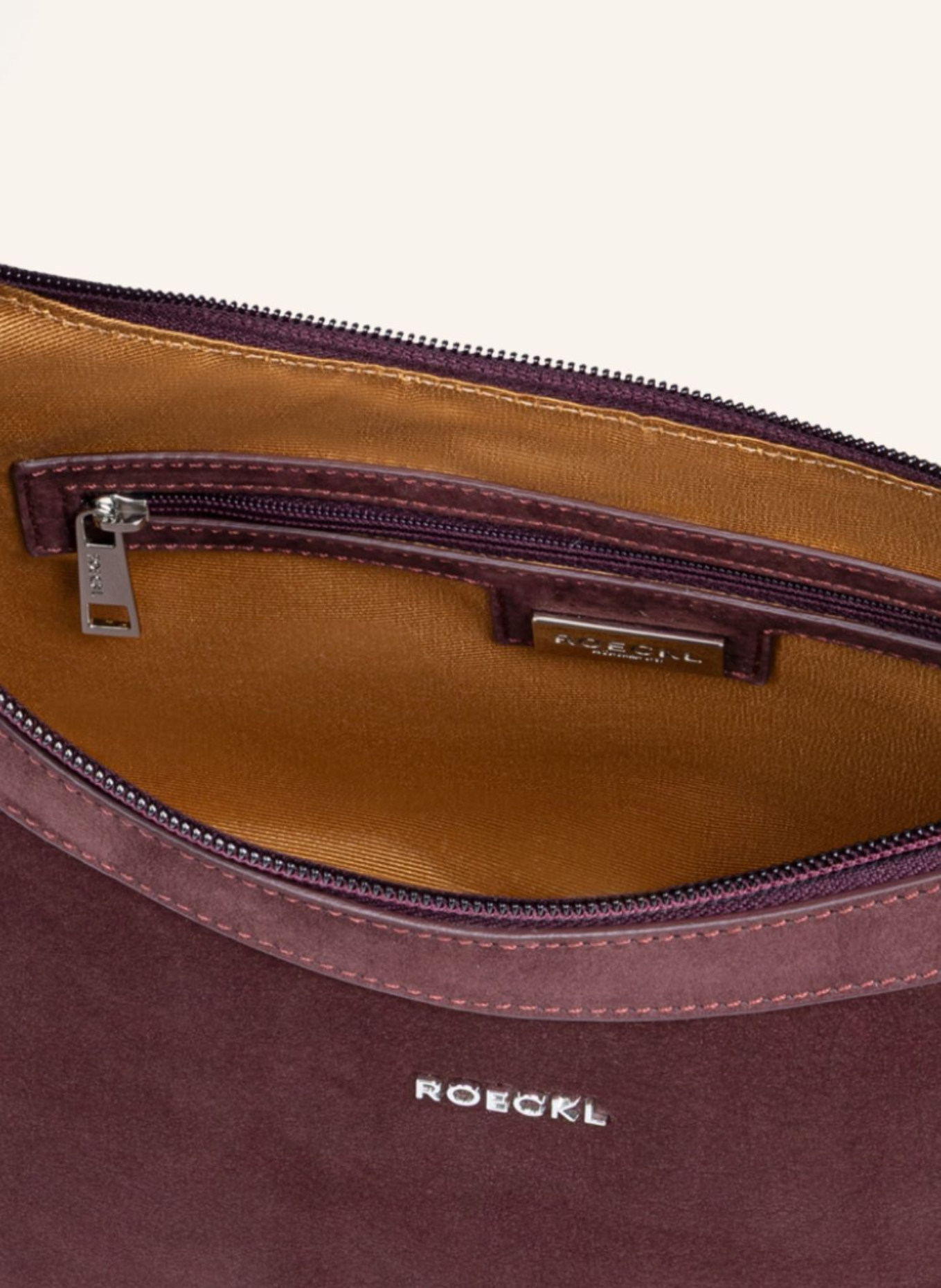 ROECKL Schultertasche DIANA NUBUK SMALL: DUNKELROT/ LILA