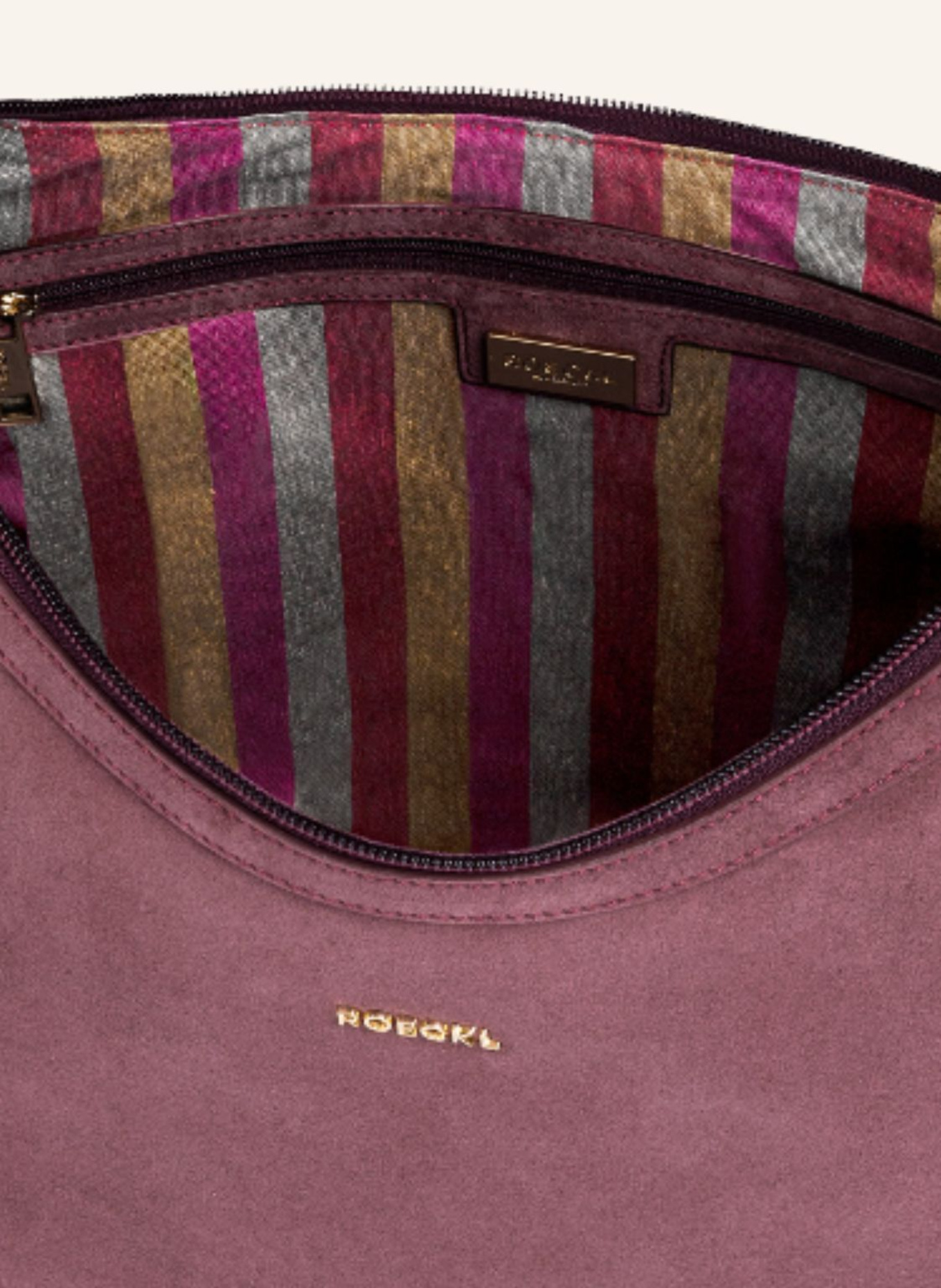 ROECKL Schultertasche LIBERTY NUBUK MEDIUM: DUNKELROT/ LILA