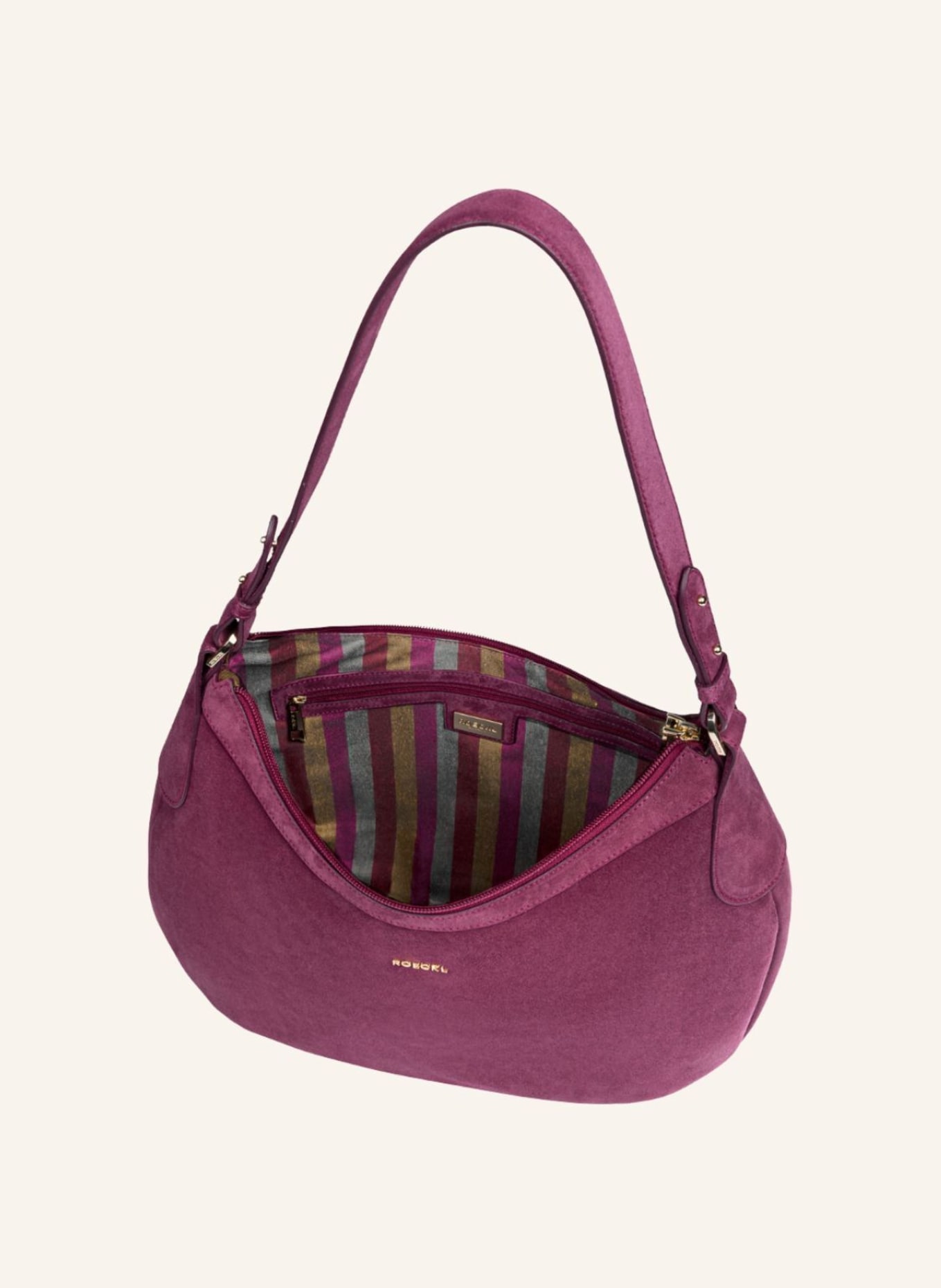 ROECKL Schultertasche LIBERTY NUBUK SMALL: LILA/ FUCHSIA