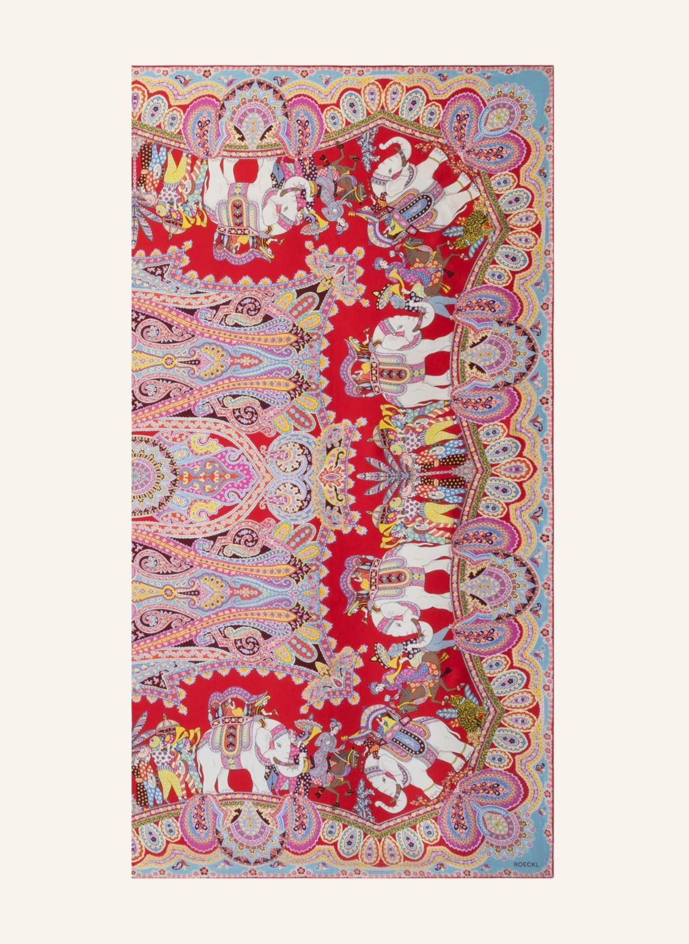 ROECKL Seidentuch ELEPHANT PARADE: BEIGE/ ROT