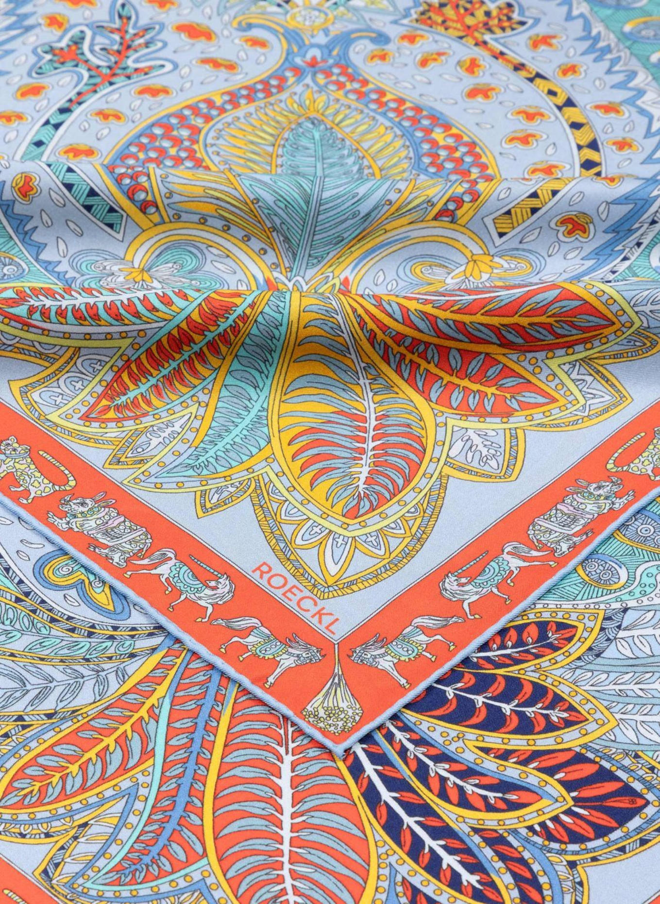 ROECKL Seidentuch VIBRANT PAISLEY: HELLBLAU