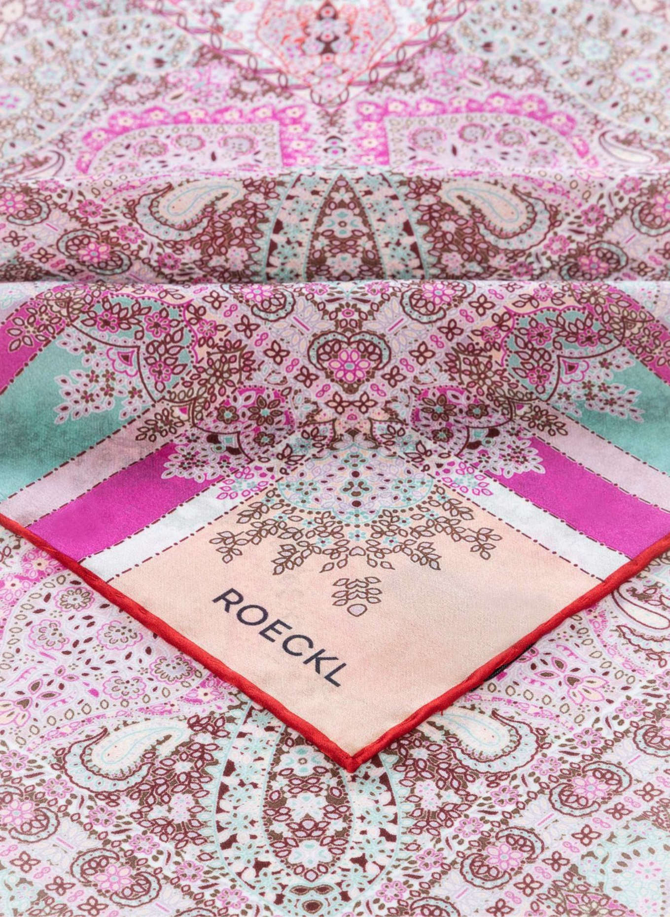 ROECKL Seidentuch BUTTERFLY PAISLEY: BEIGE/ ROT