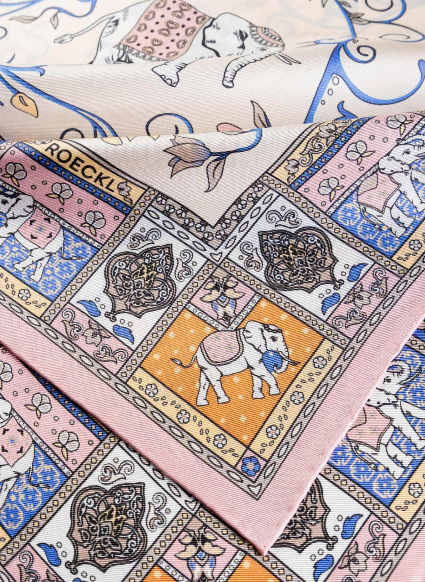 ROECKL Tücher LUCKY ELEPHANT: GRÜN/ WEISS/ BEIGE