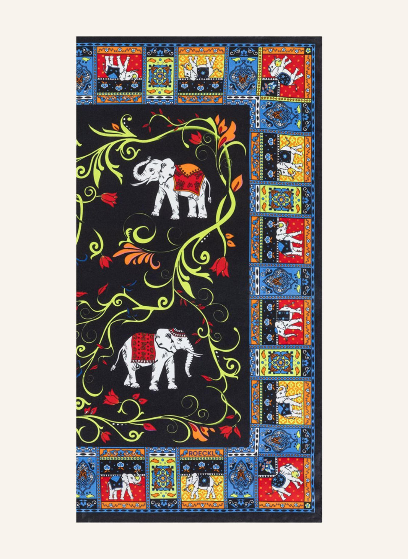 ROECKL Seidentuch LUCKY ELEPHANT: SCHWARZ/ BEIGE