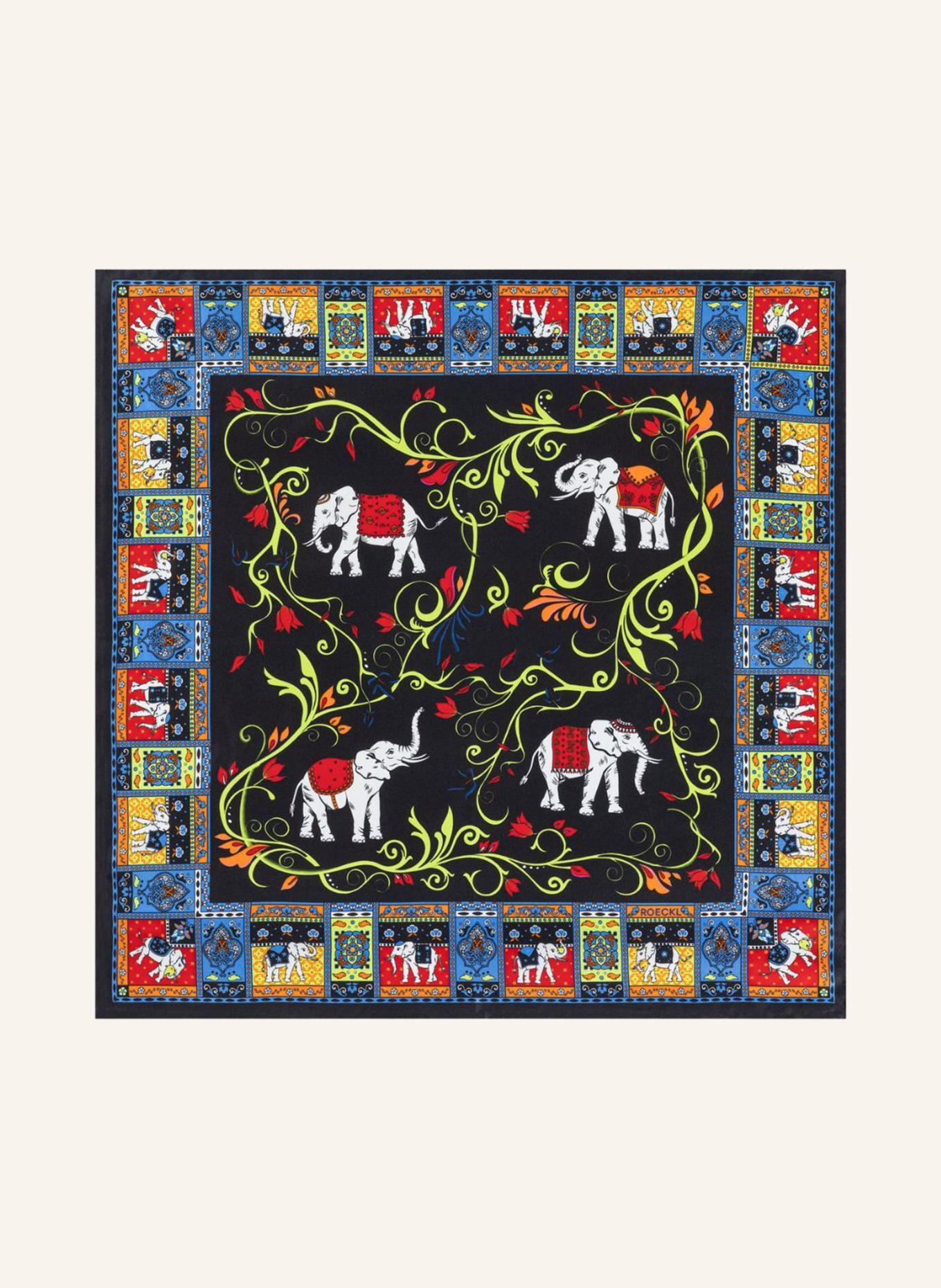 ROECKL Seidentuch LUCKY ELEPHANT: SCHWARZ/ BEIGE