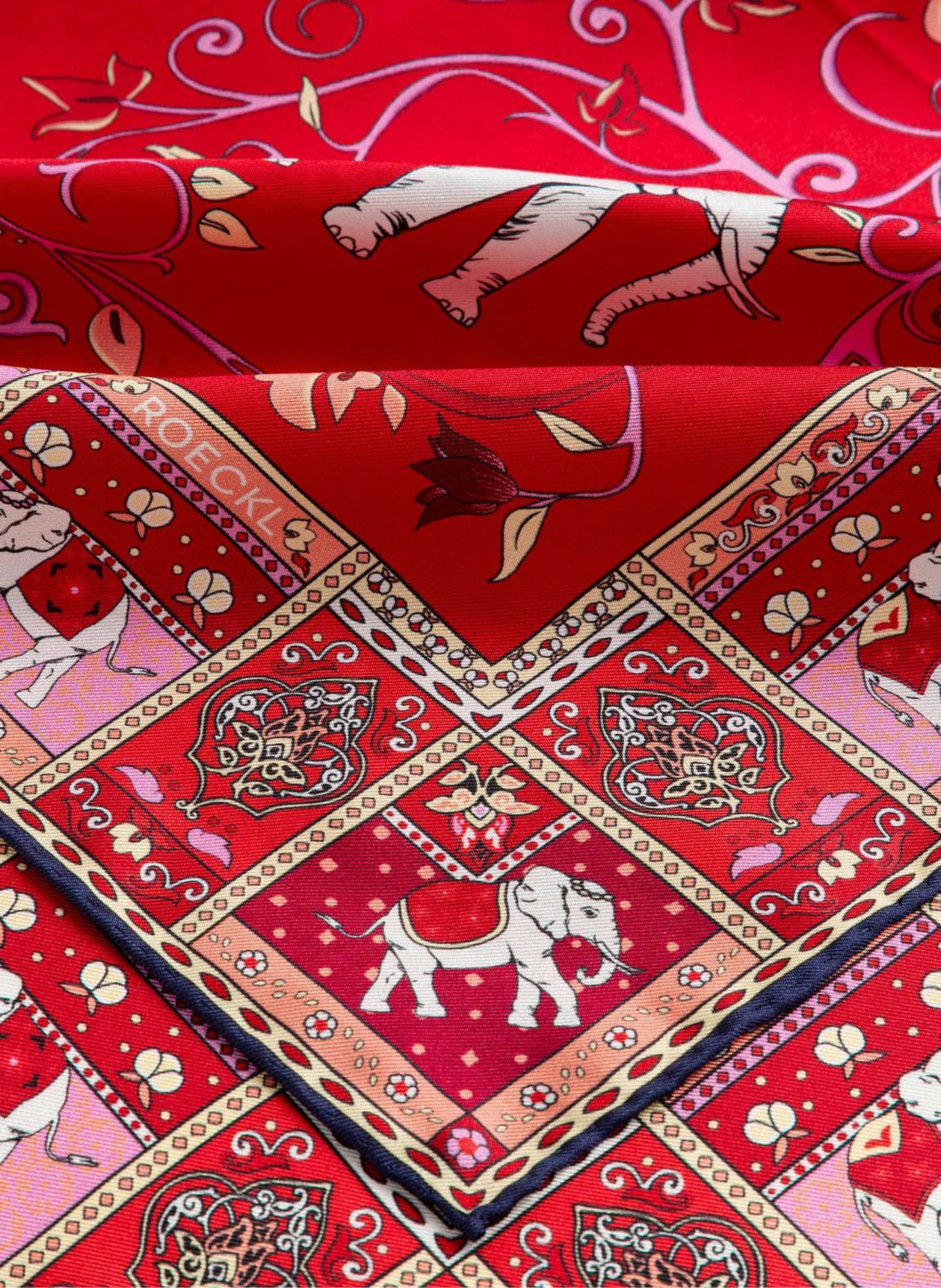 ROECKL Tücher LUCKY ELEPHANT: BEIGE/ ROT