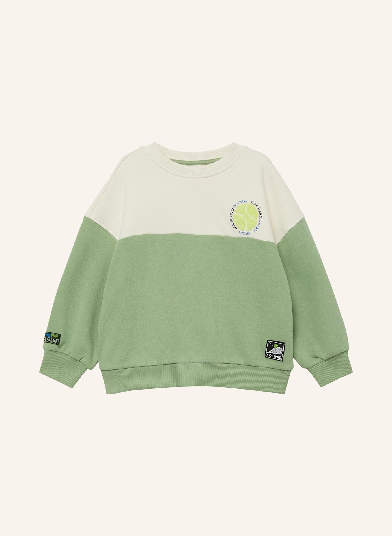 s.Oliver Sweatshirt: GRÜN/ CREME